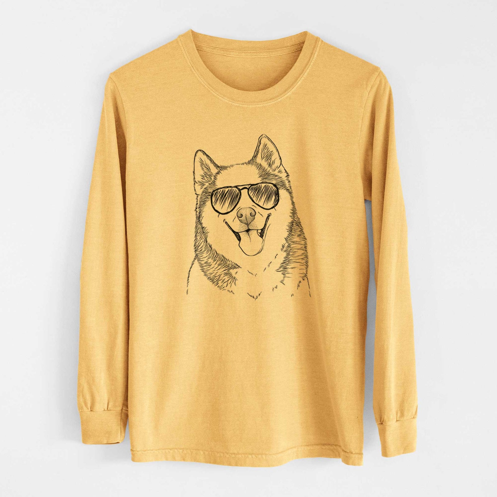 Aviators Teak the Siberian Husky - Heavyweight 100% Cotton Long Sleeve