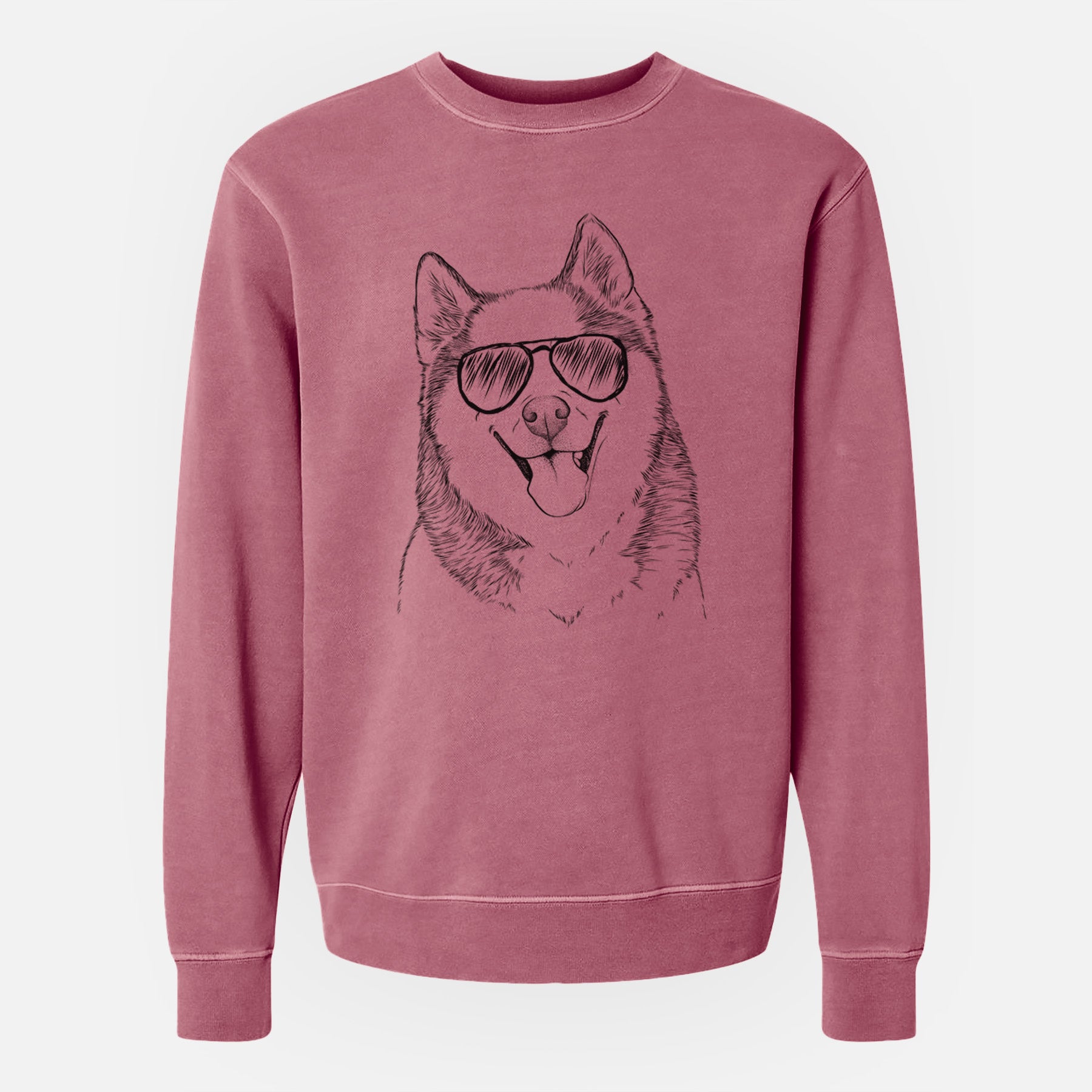 Aviator Teak the Siberian Husky - Unisex Pigment Dyed Crew Sweatshirt