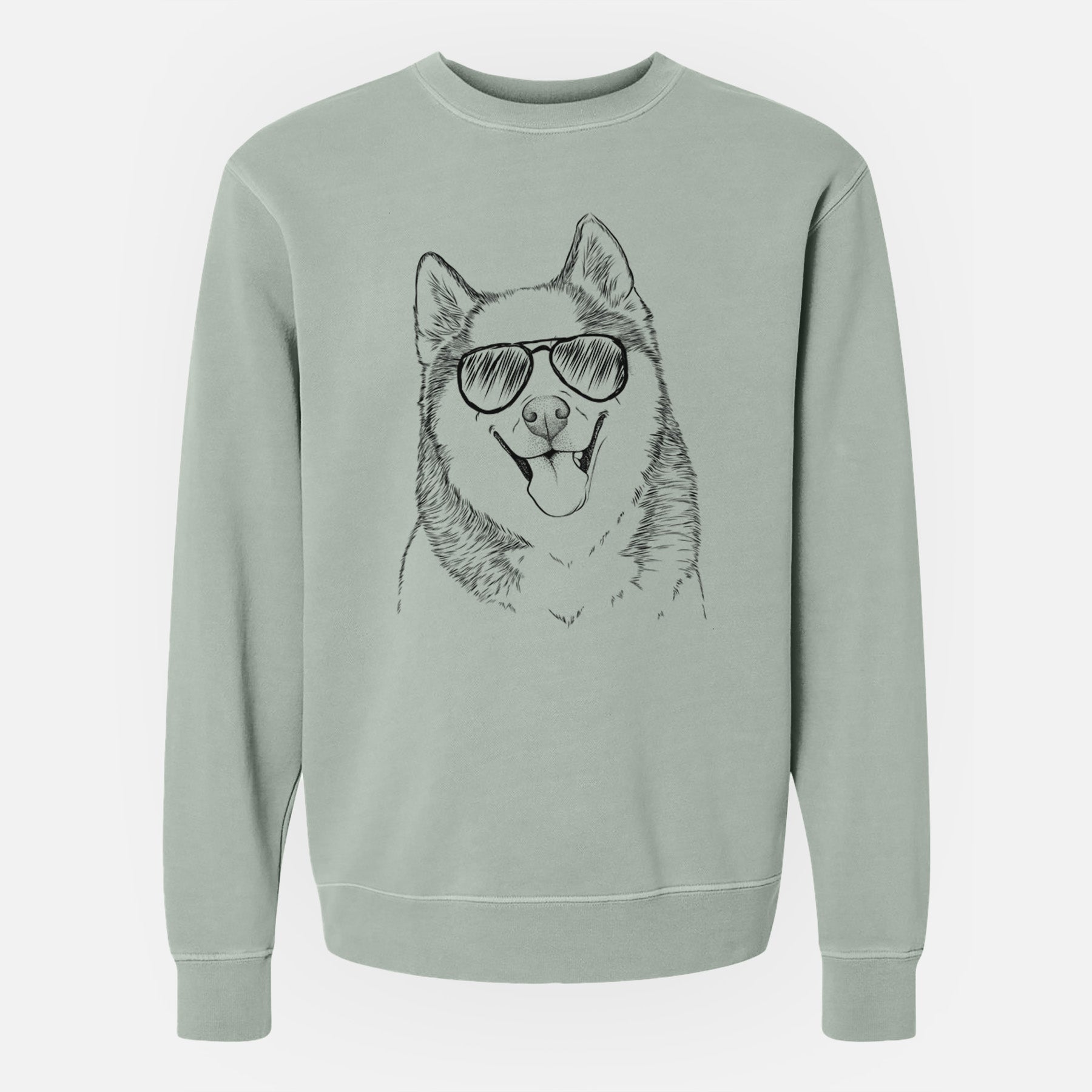 Aviator Teak the Siberian Husky - Unisex Pigment Dyed Crew Sweatshirt