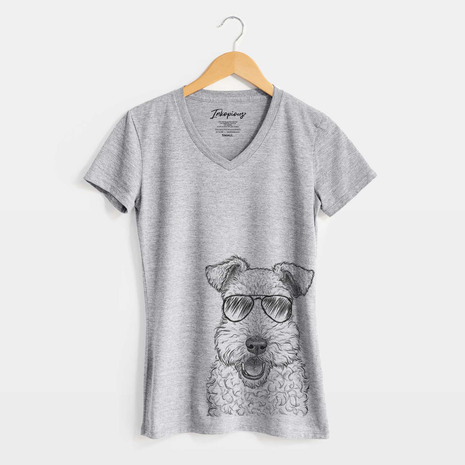 Aviator Ted the Wire Fox Terrier - Women's V-neck Shirt