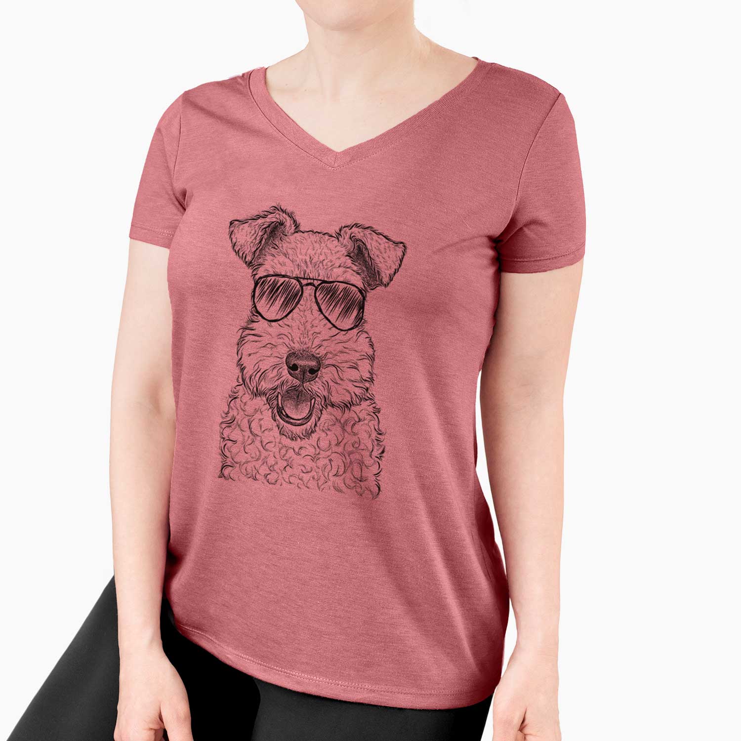 Aviator Ted the Wire Fox Terrier - Women's V-neck Shirt