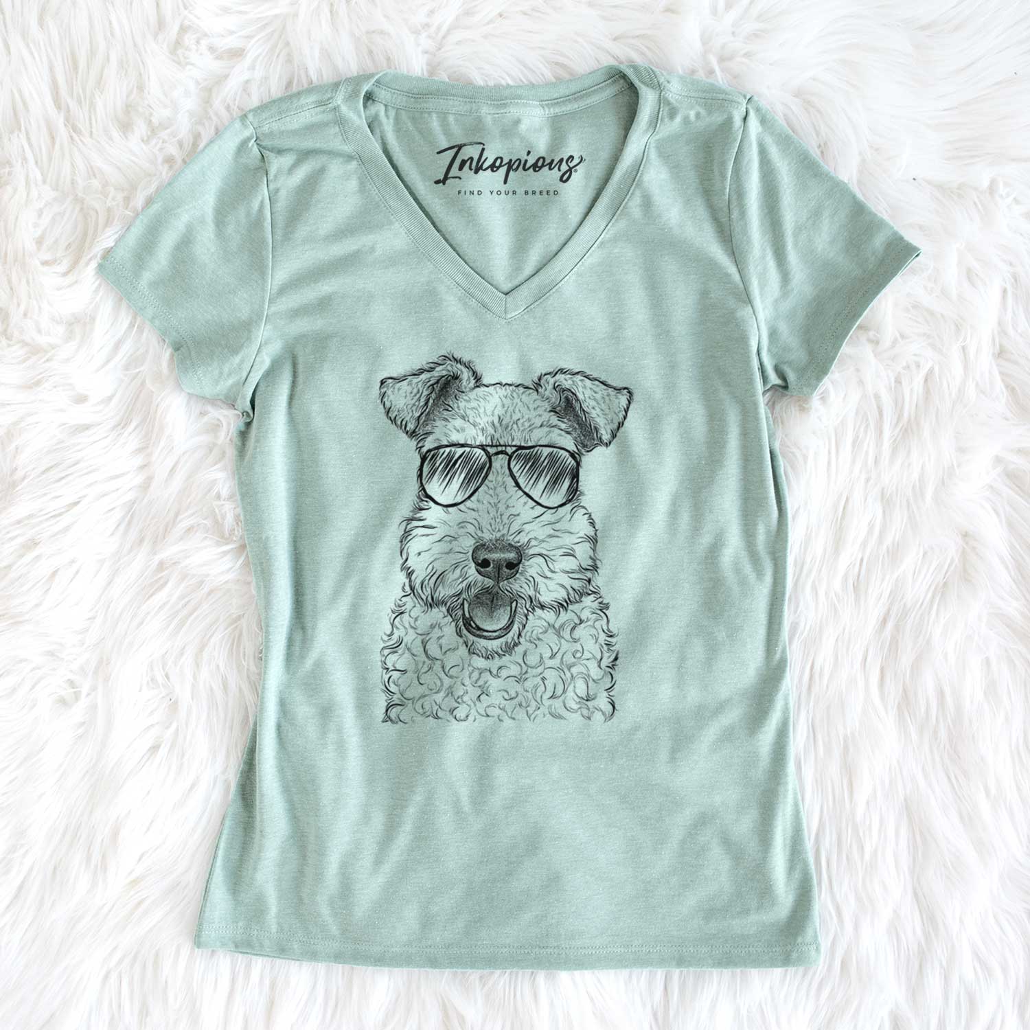 Aviator Ted the Wire Fox Terrier - Women's V-neck Shirt