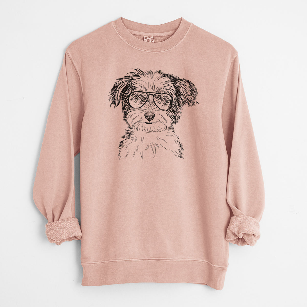 Aviator Teddy the Havanese - Unisex Pigment Dyed Crew Sweatshirt
