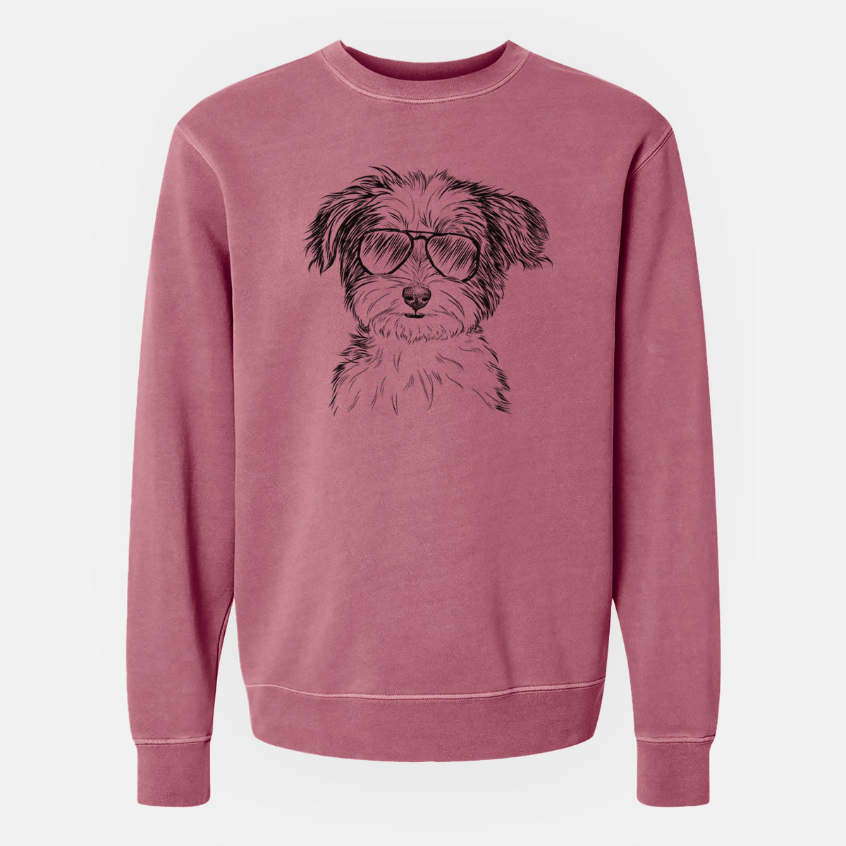 Aviator Teddy the Havanese - Unisex Pigment Dyed Crew Sweatshirt