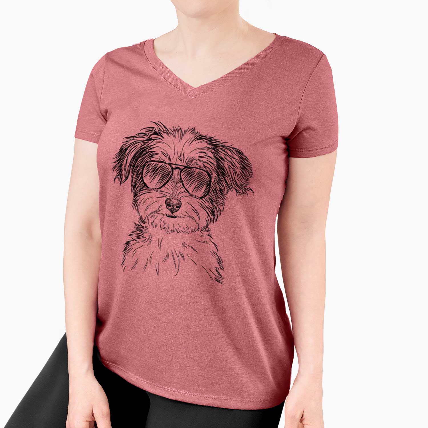 Aviator Teddy the Havanese - Women's V-neck Shirt