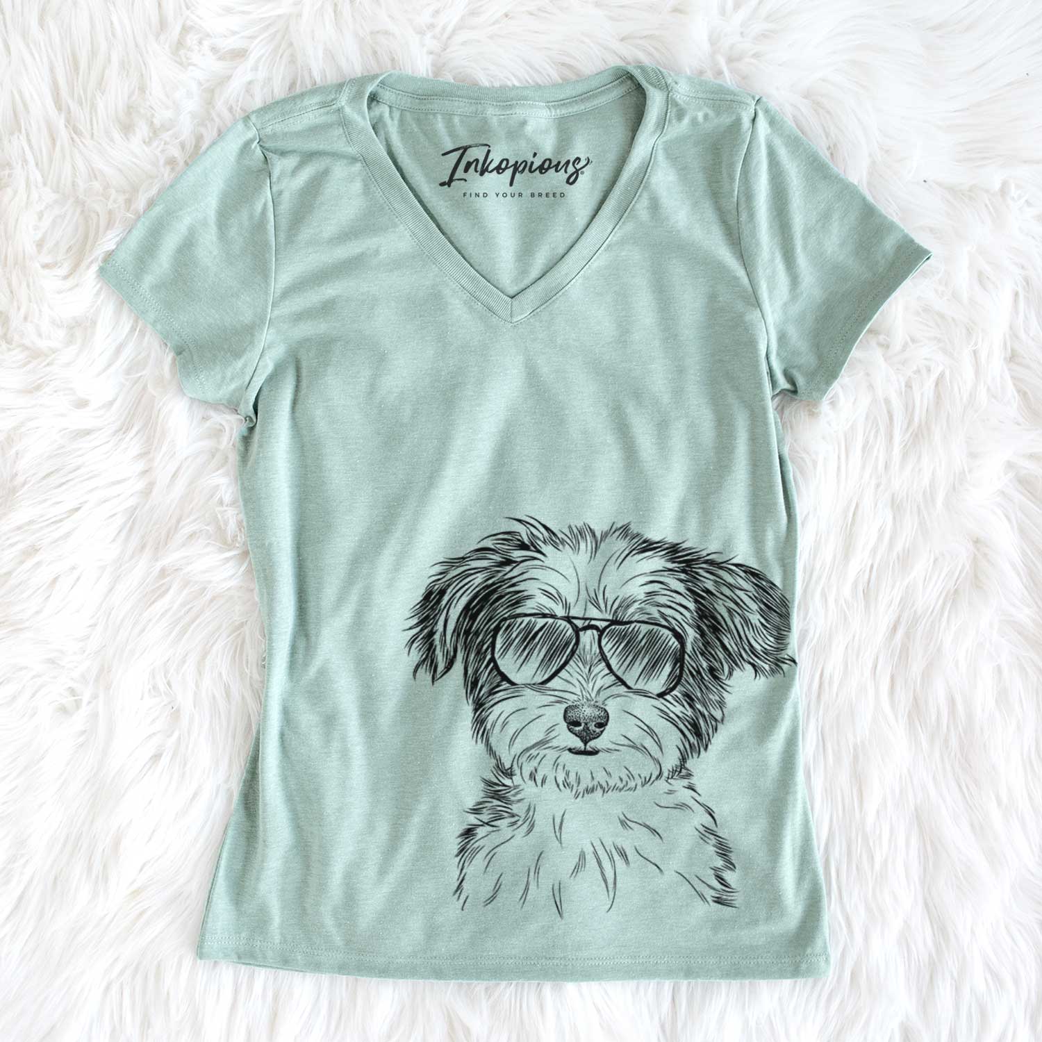 Aviator Teddy the Havanese - Women's V-neck Shirt