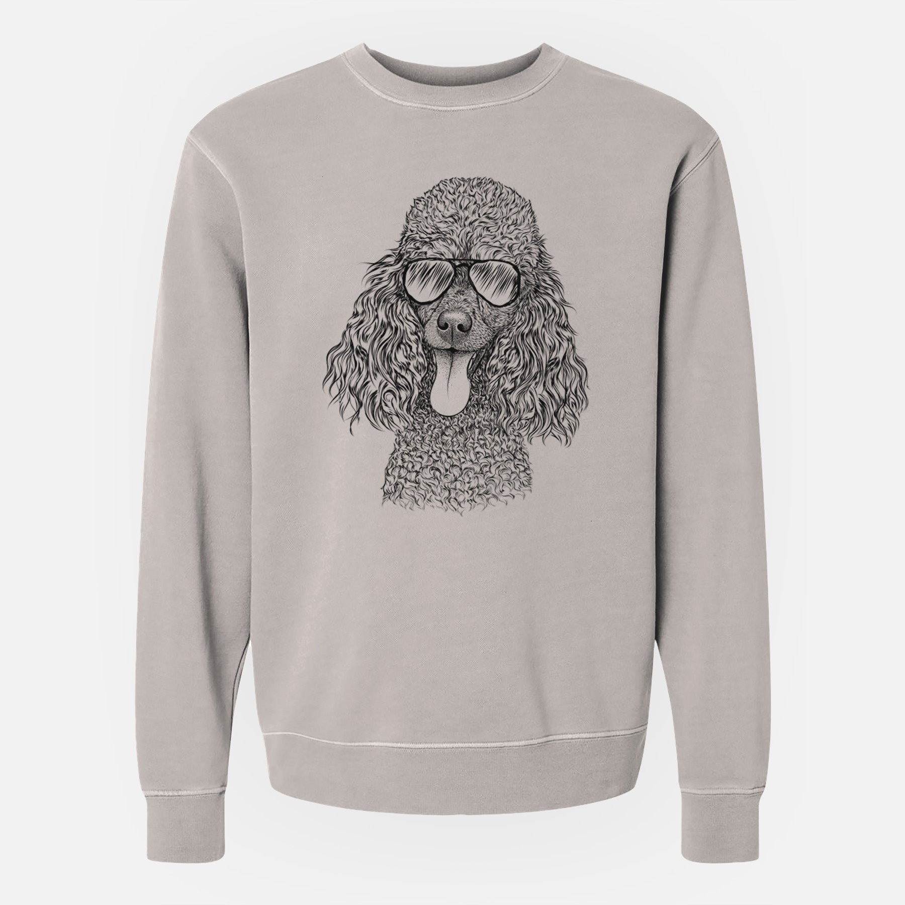 Aviator Teddy the Mini Poodle - Unisex Pigment Dyed Crew Sweatshirt