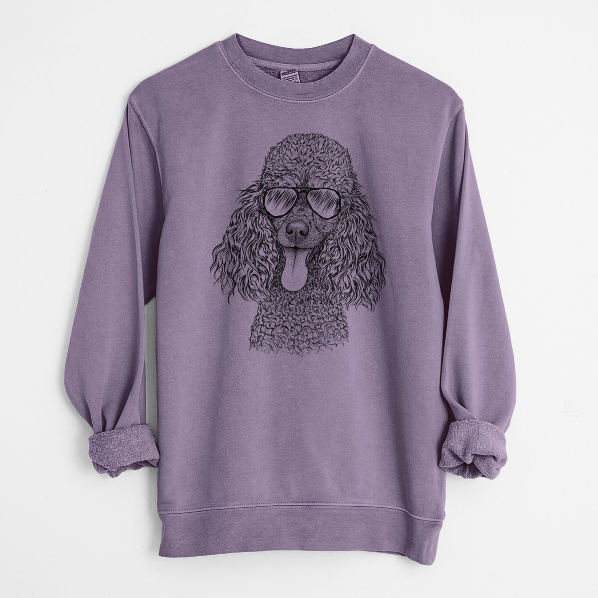 Aviator Teddy the Mini Poodle - Unisex Pigment Dyed Crew Sweatshirt