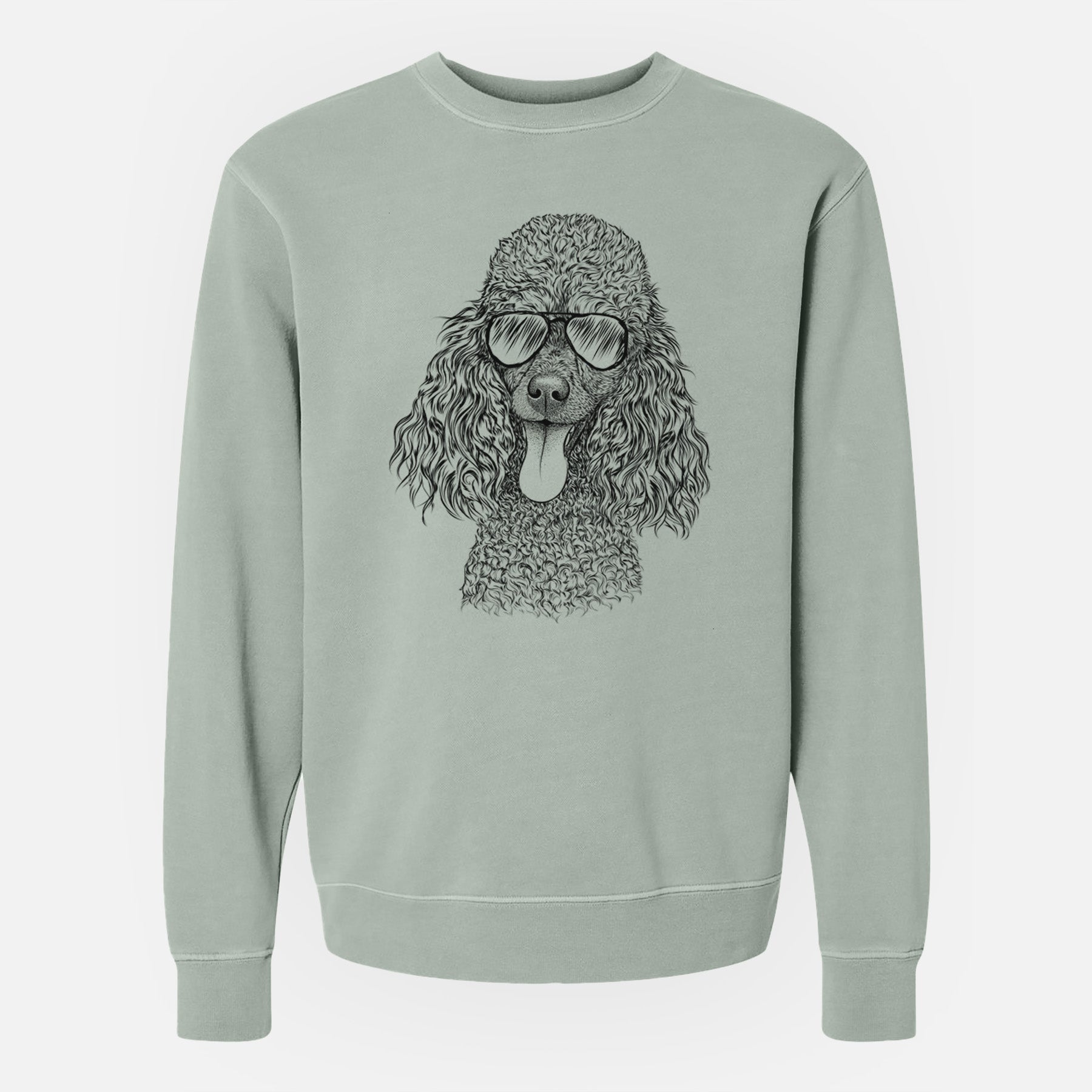 Aviator Teddy the Mini Poodle - Unisex Pigment Dyed Crew Sweatshirt