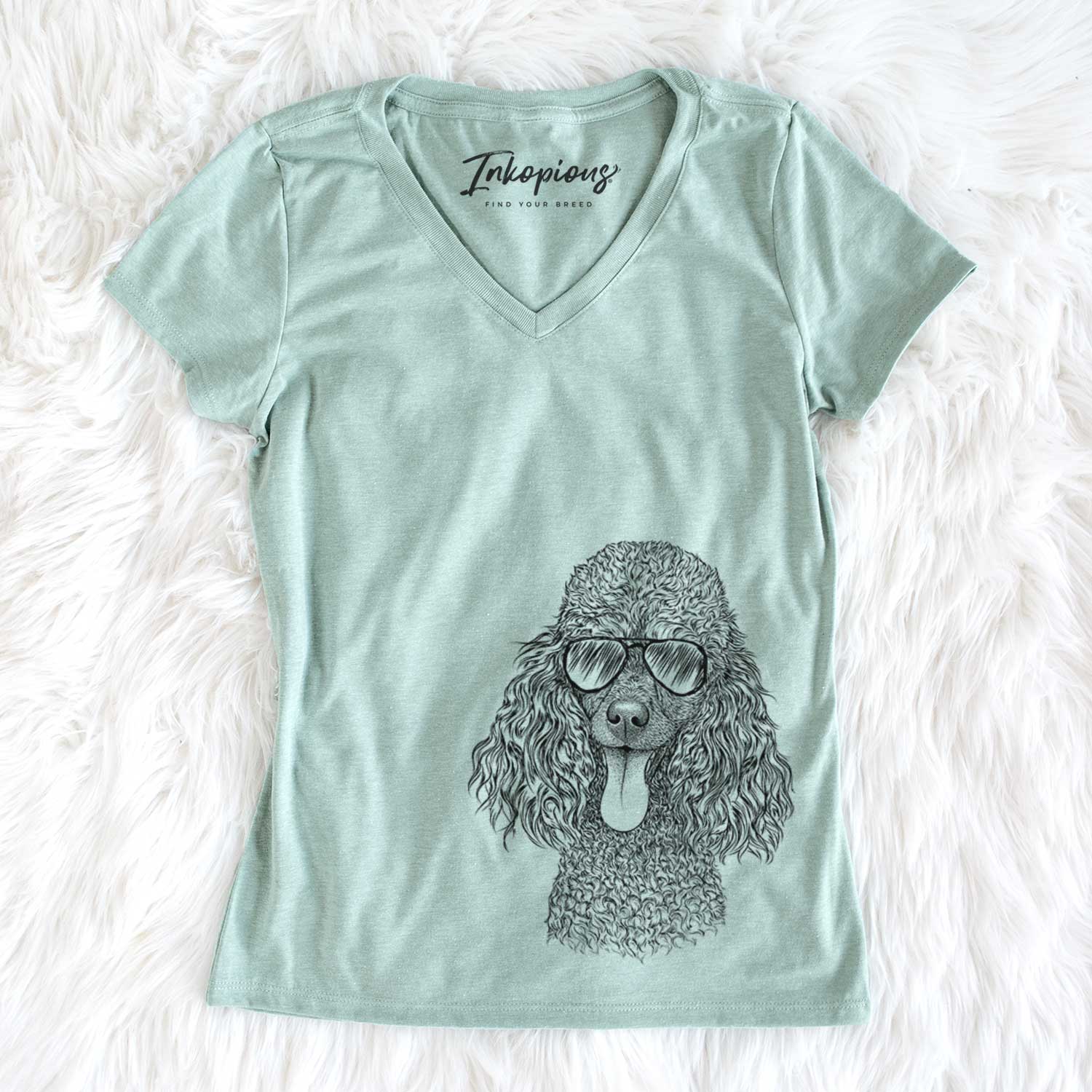 Aviator Teddy the Mini Poodle - Women's V-neck Shirt