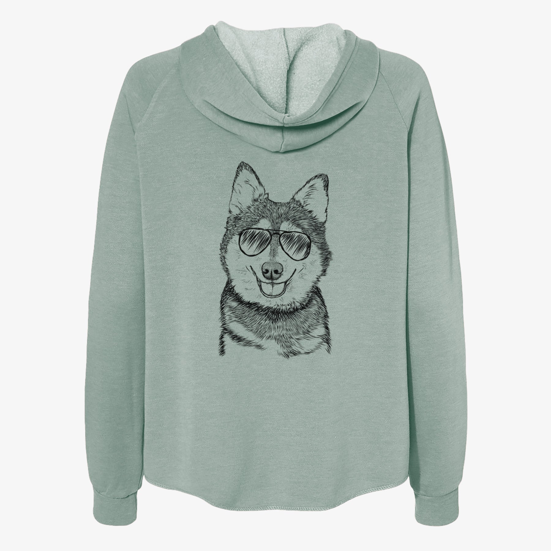 Tellie the Alaskan Klee Kai - Women's Cali Wave Zip-Up Sweatshirt