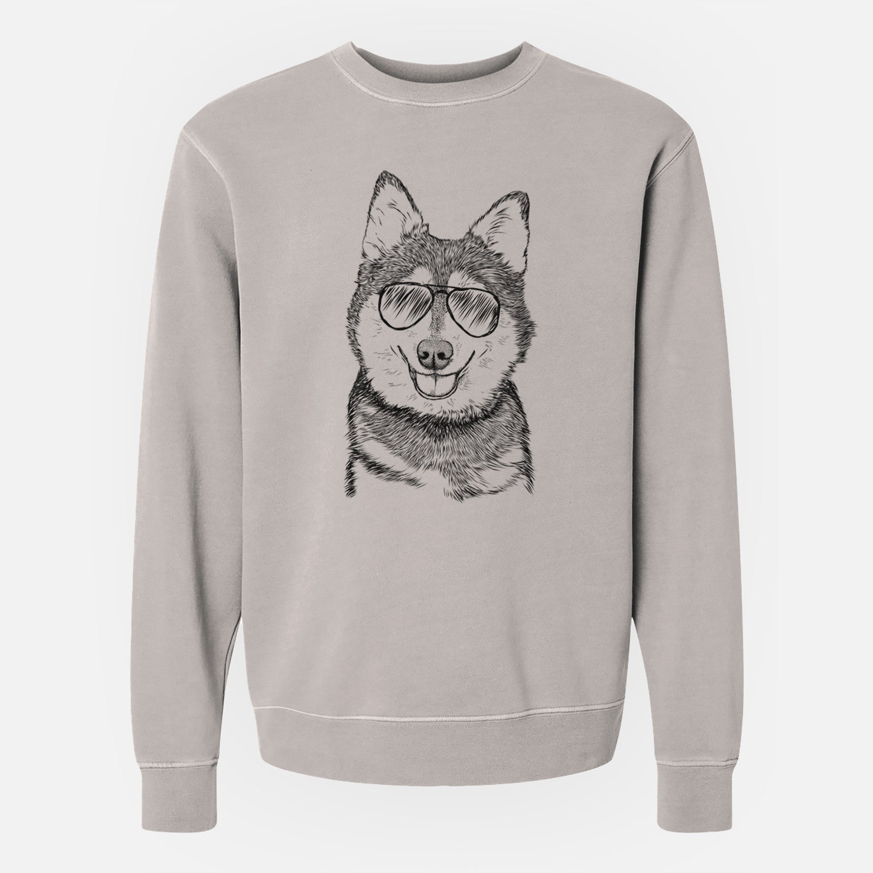 Aviator Tellie the Alaskan Klee Kai - Unisex Pigment Dyed Crew Sweatshirt