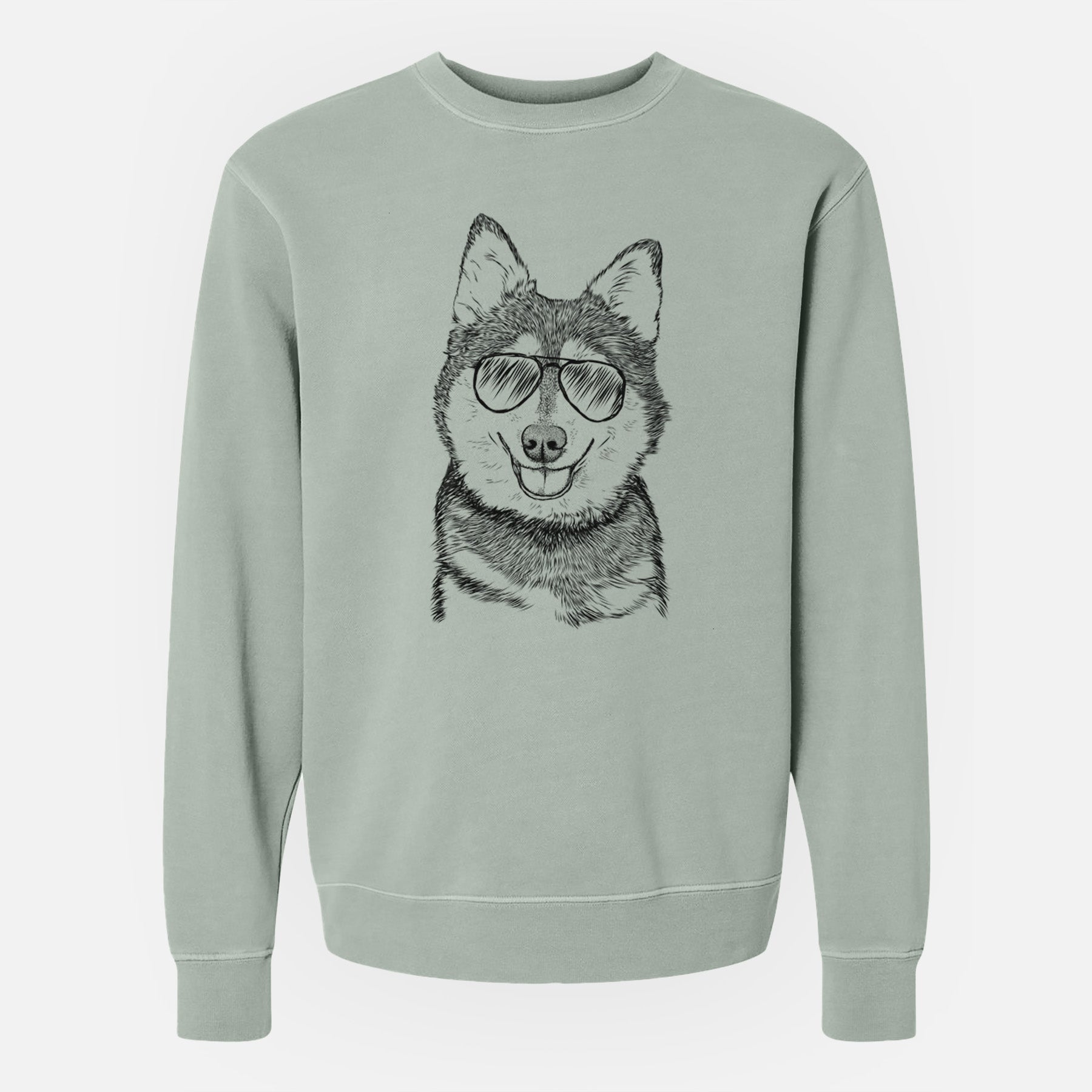 Aviator Tellie the Alaskan Klee Kai - Unisex Pigment Dyed Crew Sweatshirt