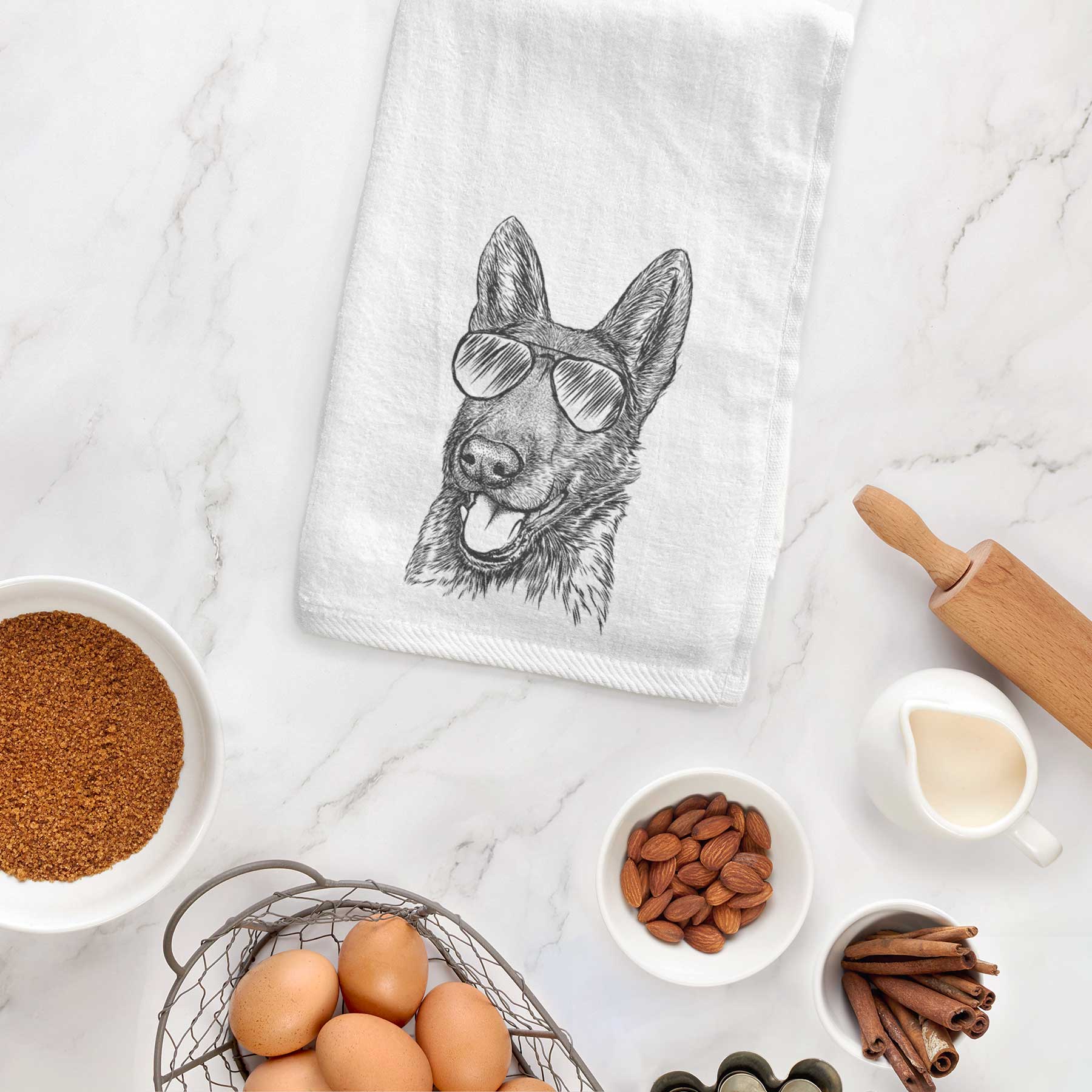 Tena the German Shepherd Decorative Hand Towel