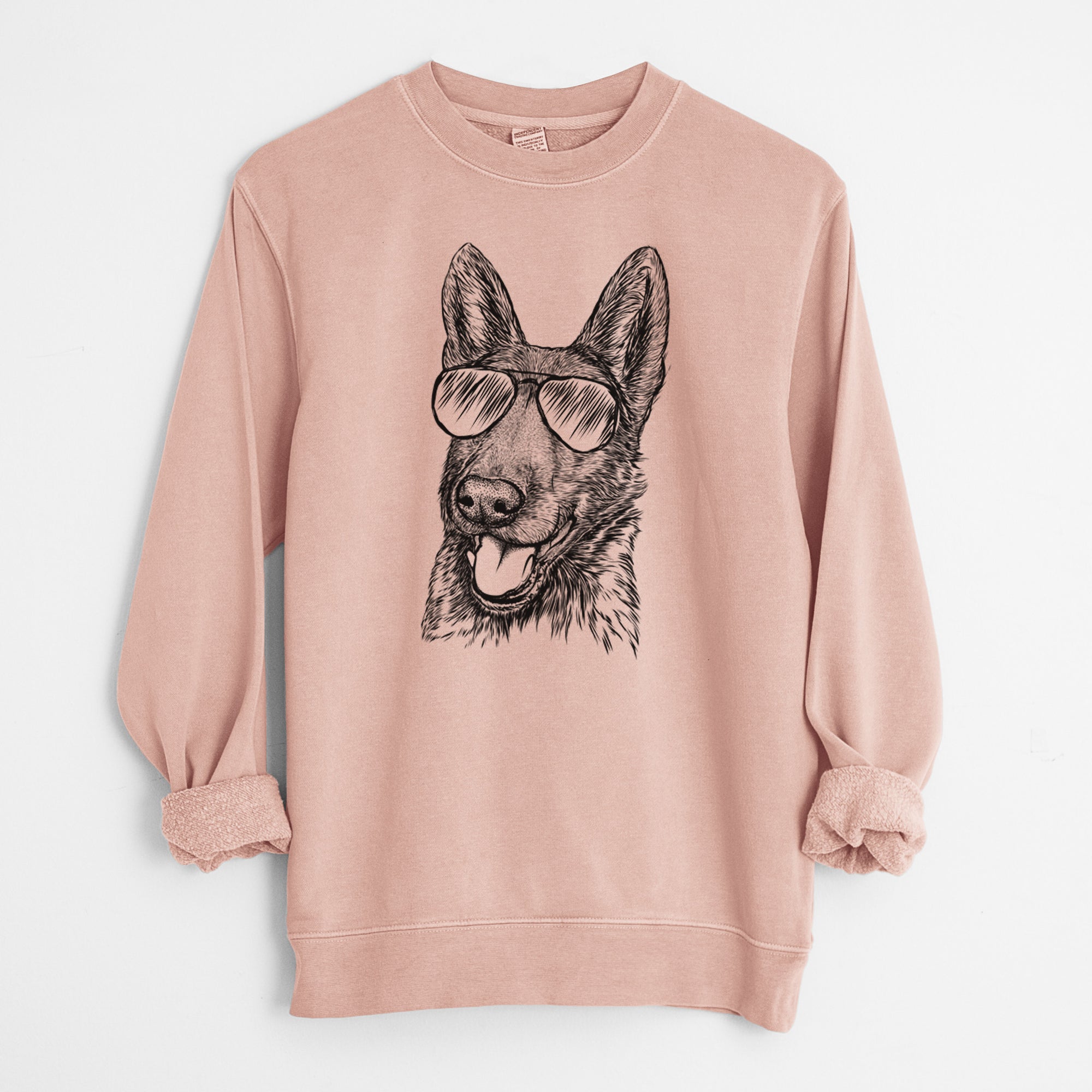 Aviator Tena the German Shepherd - Unisex Pigment Dyed Crew Sweatshirt