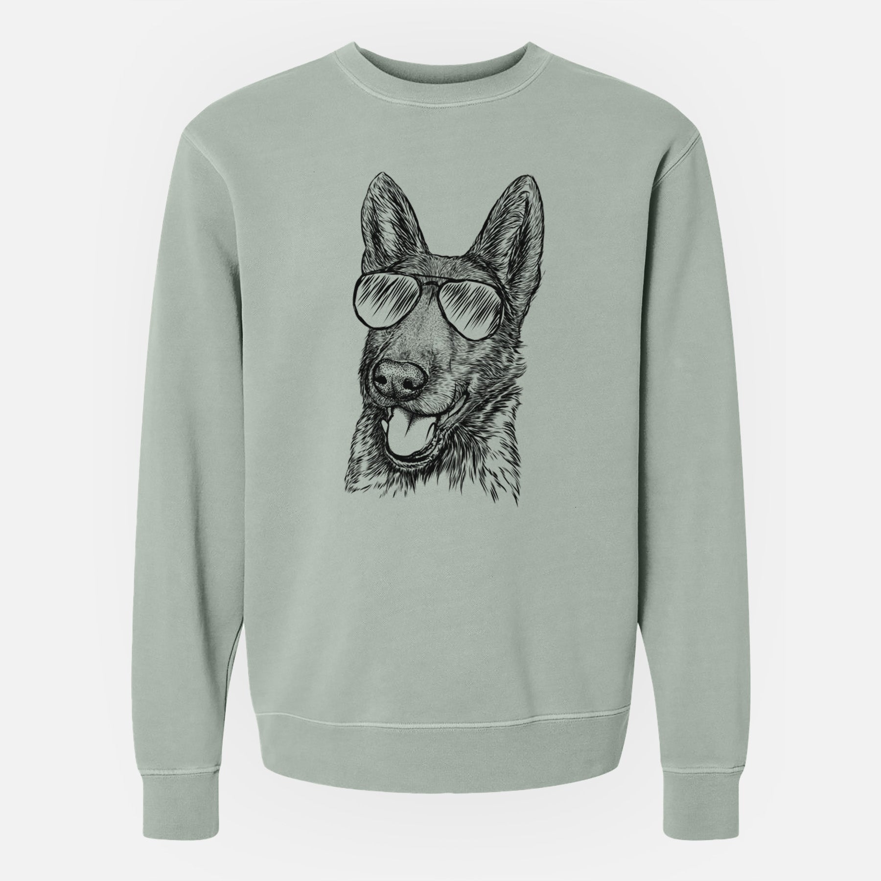 Aviator Tena the German Shepherd - Unisex Pigment Dyed Crew Sweatshirt