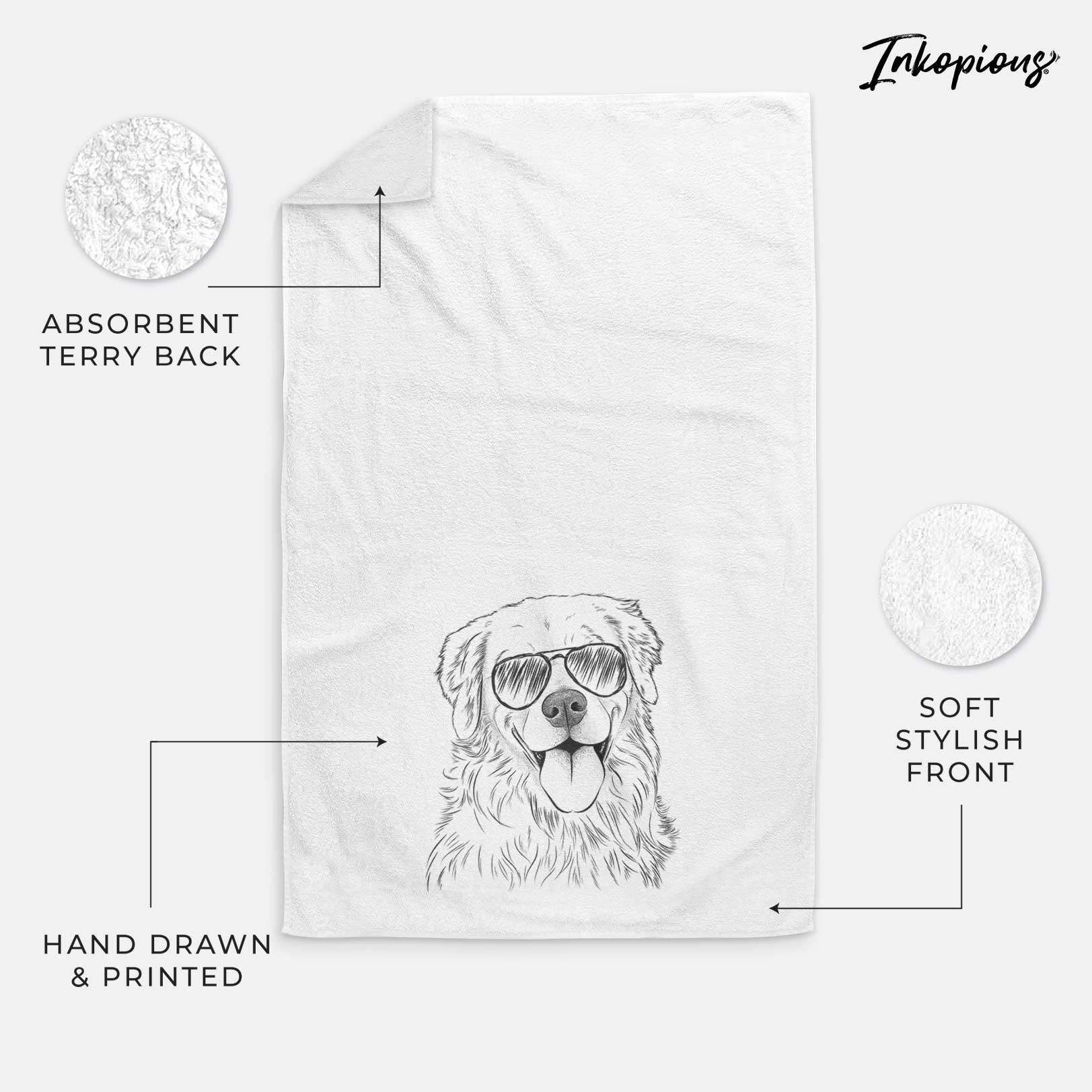 Ticket the Golden Retriever Decorative Hand Towel