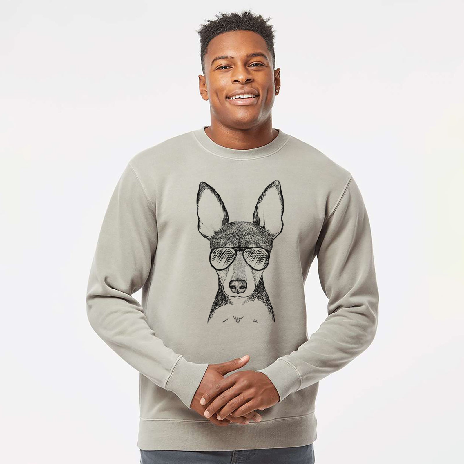 Aviator Tiny the Toy Fox Terrier - Unisex Pigment Dyed Crew Sweatshirt