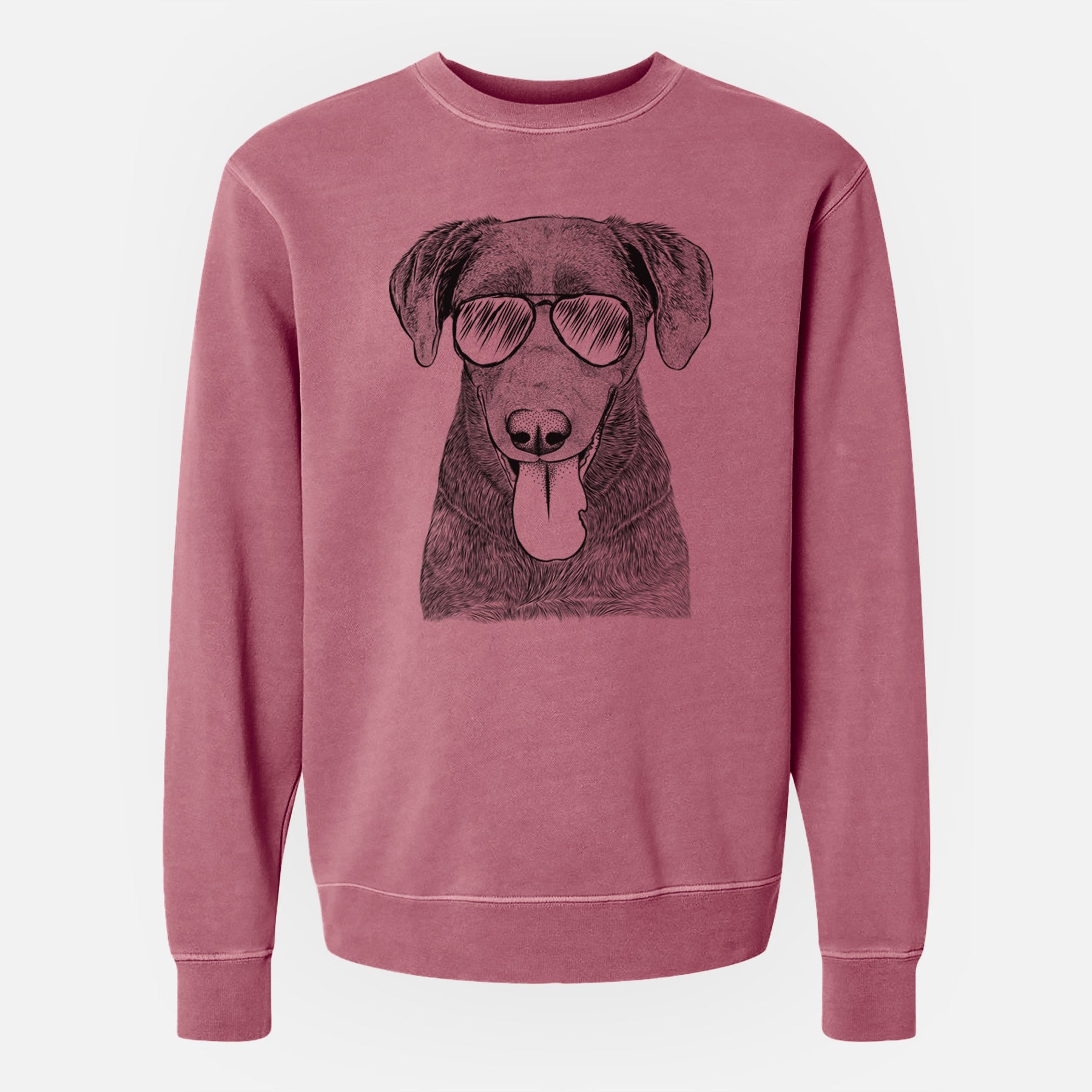 Aviator Tobes the Chocolate Lab - Unisex Pigment Dyed Crew Sweatshirt