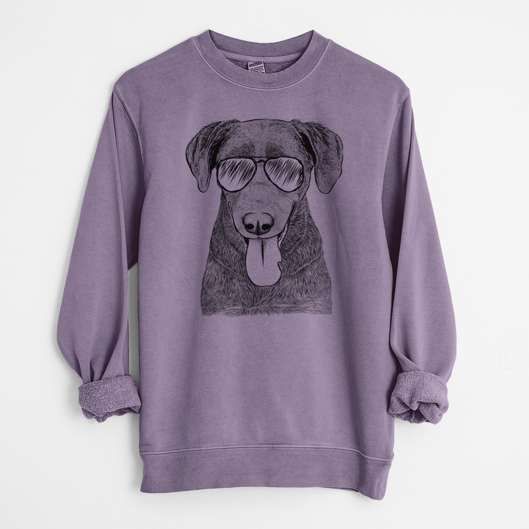 Aviator Tobes the Chocolate Lab - Unisex Pigment Dyed Crew Sweatshirt