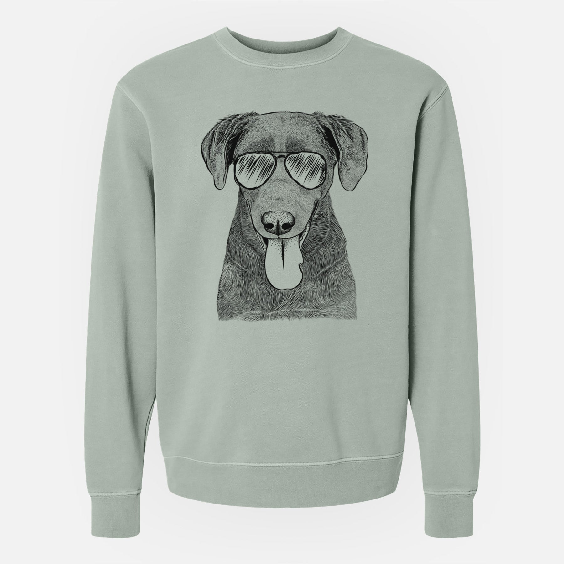 Aviator Tobes the Chocolate Lab - Unisex Pigment Dyed Crew Sweatshirt