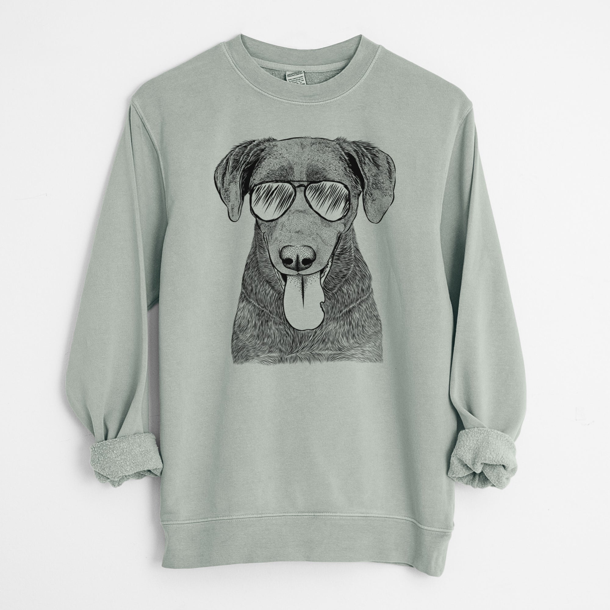 Aviator Tobes the Chocolate Lab - Unisex Pigment Dyed Crew Sweatshirt