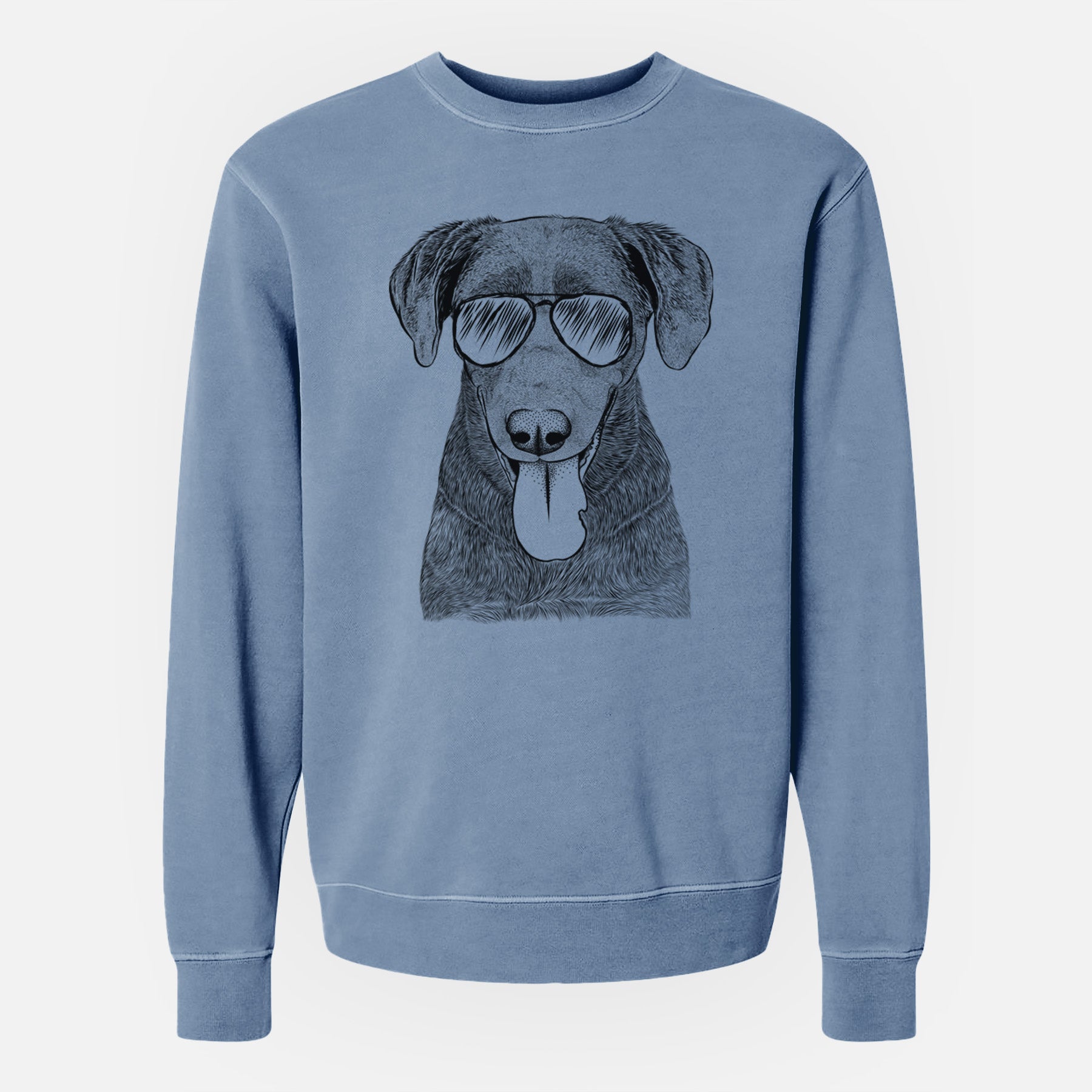 Aviator Tobes the Chocolate Lab - Unisex Pigment Dyed Crew Sweatshirt