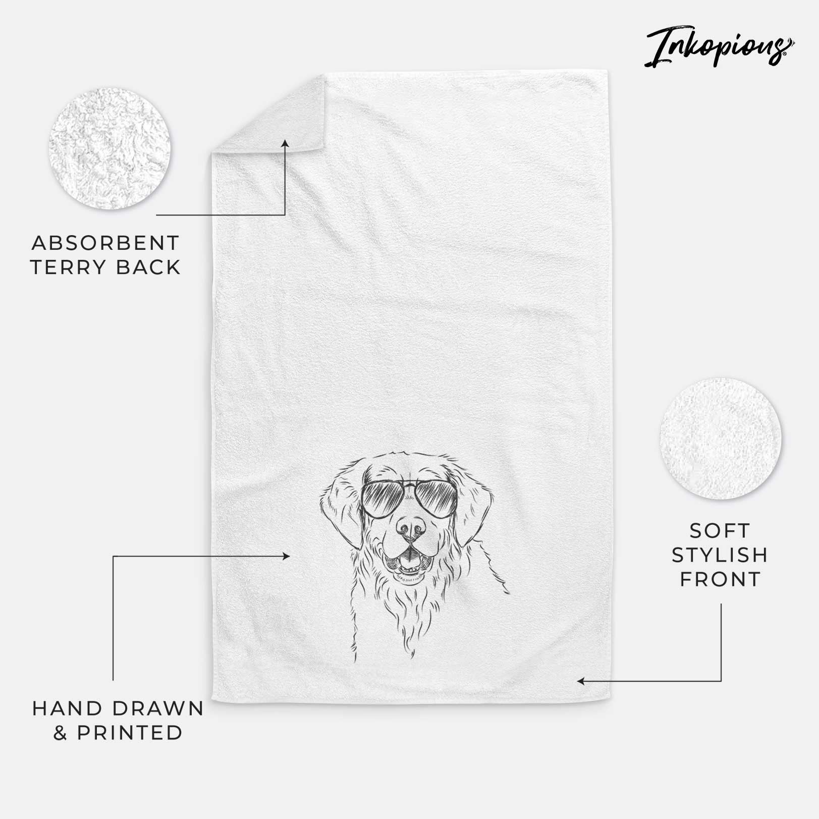 Toby the Golden Retriever Decorative Hand Towel