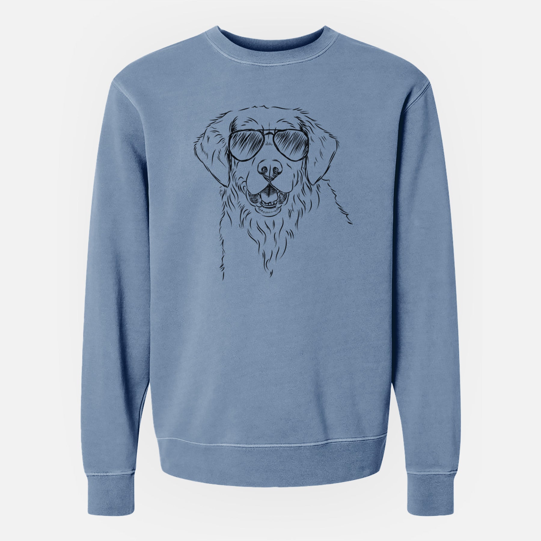 Aviator Toby the Golden Retriever - Unisex Pigment Dyed Crew Sweatshirt