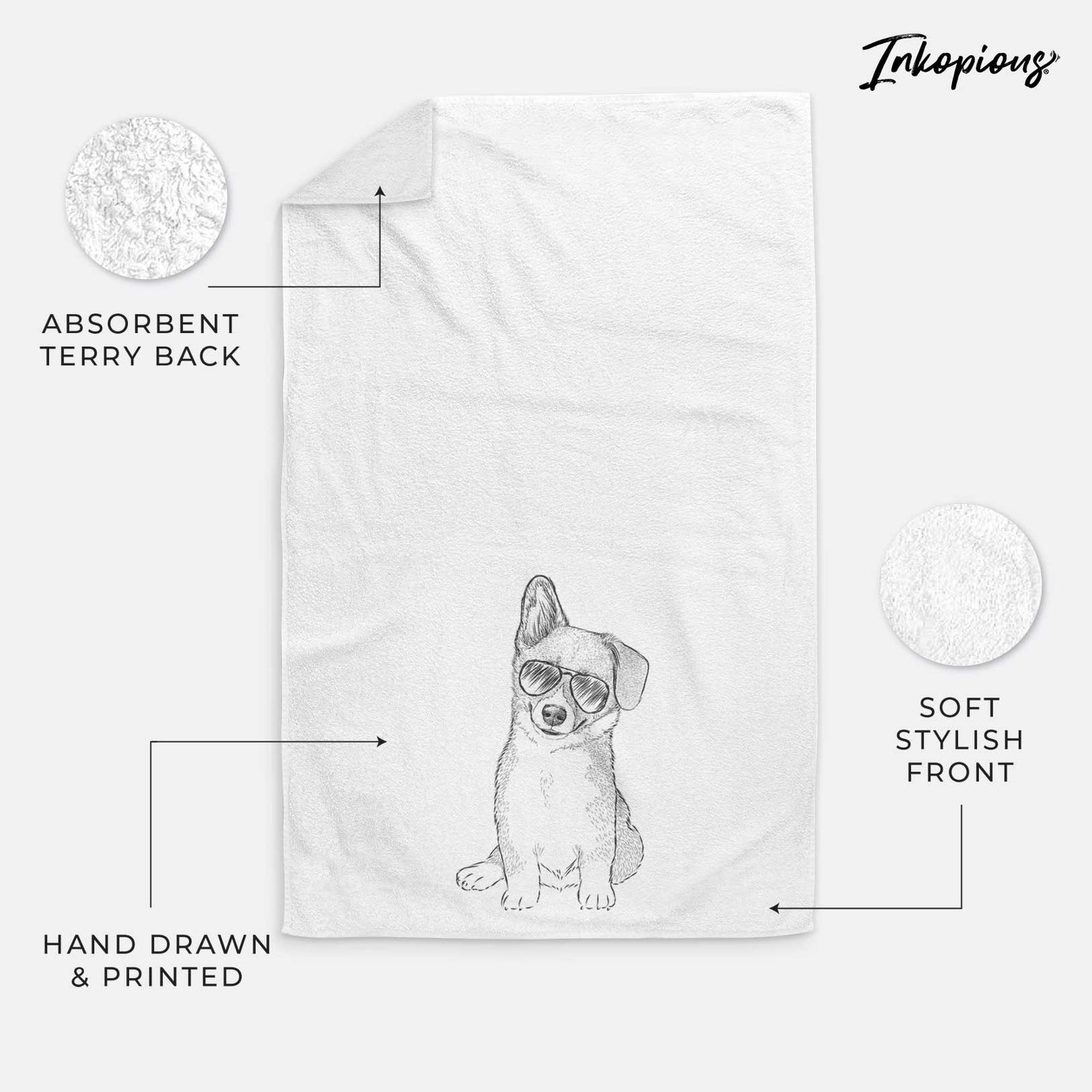 Toby the Corgi Puppy Decorative Hand Towel