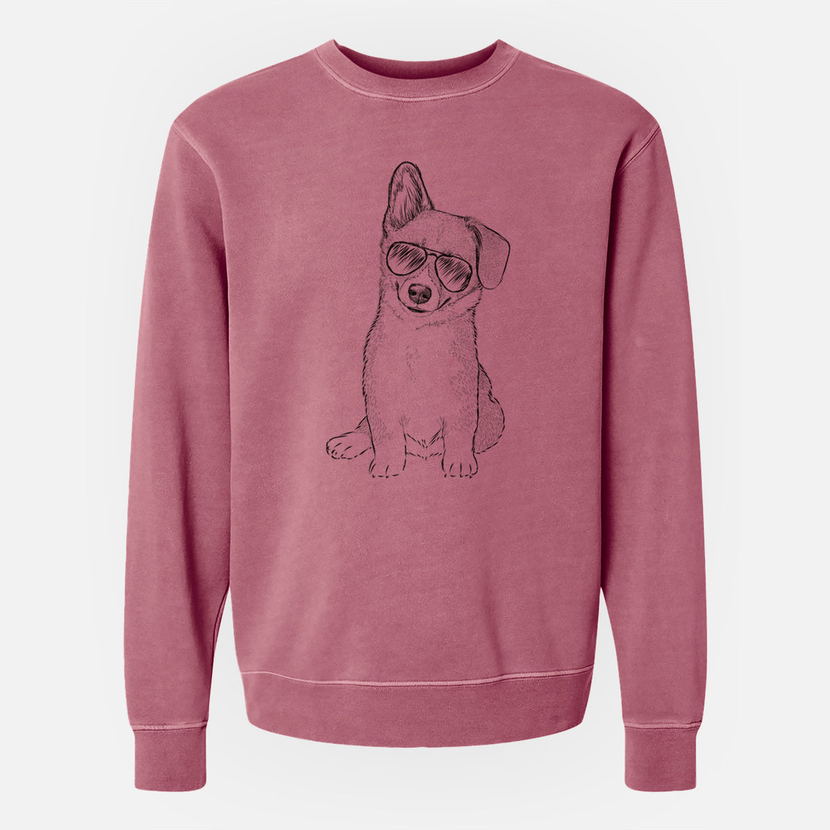 Aviator Toby the Corgi Puppy - Unisex Pigment Dyed Crew Sweatshirt