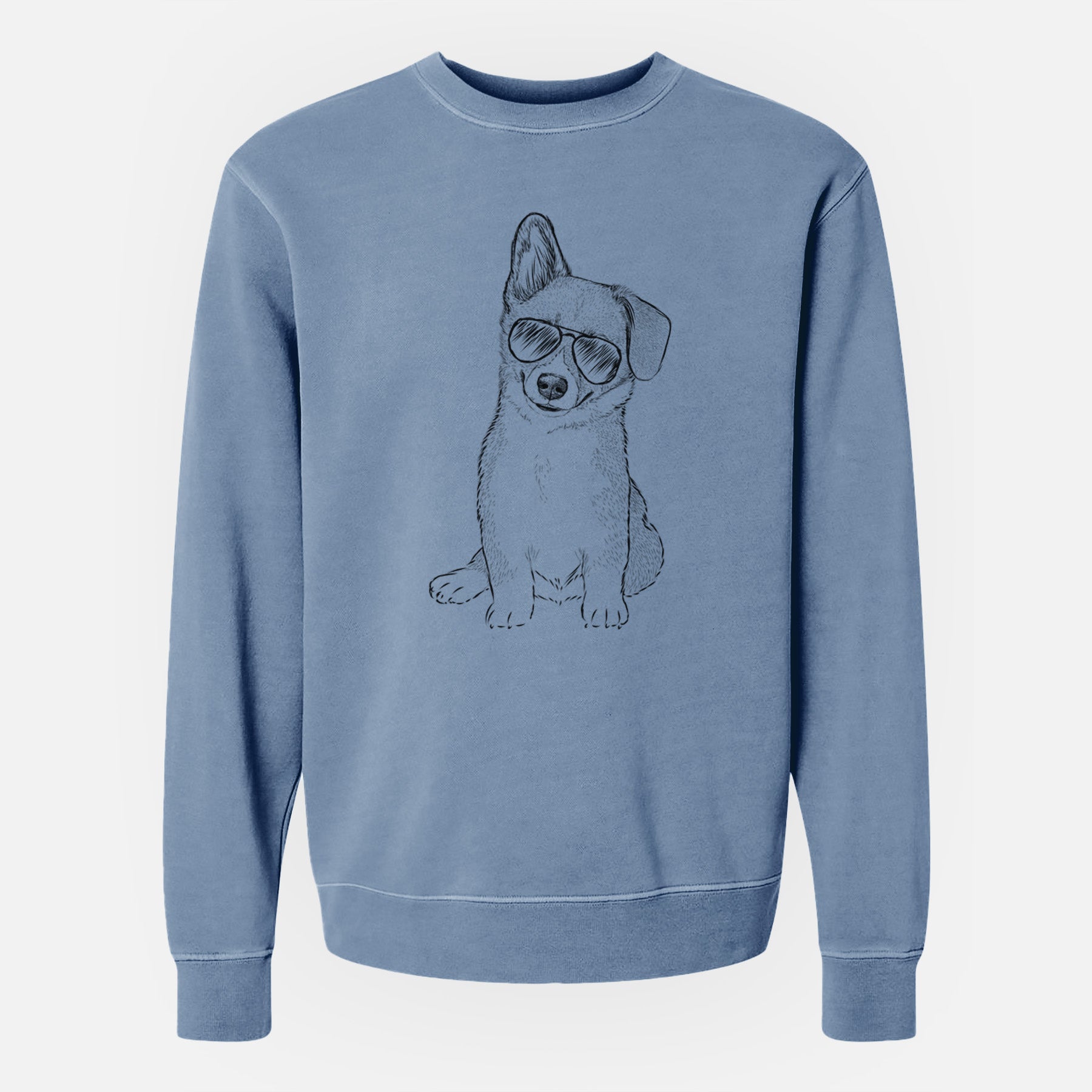 Aviator Toby the Corgi Puppy - Unisex Pigment Dyed Crew Sweatshirt