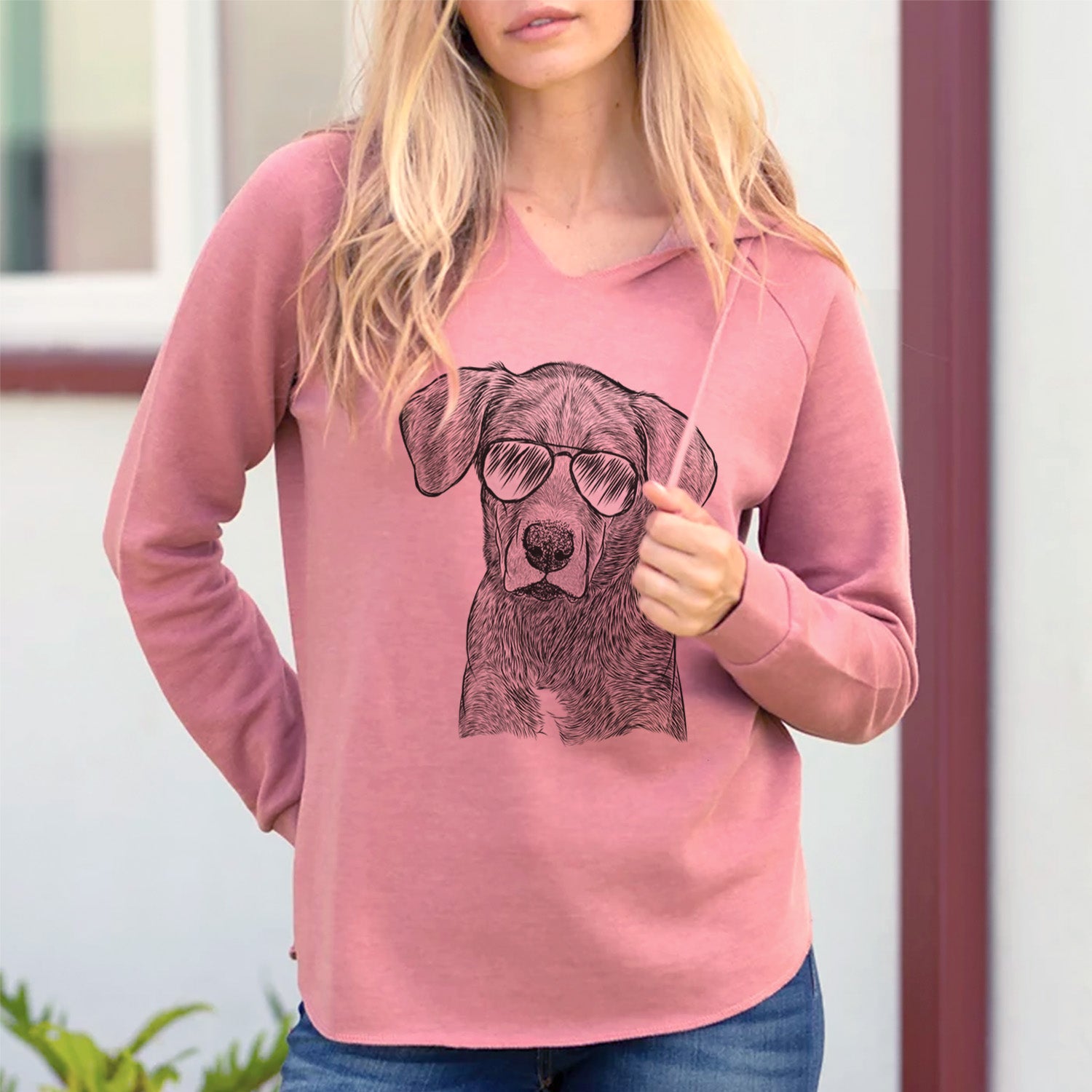 Aviator Tom the Lab Dane Mix - Cali Wave Hooded Sweatshirt