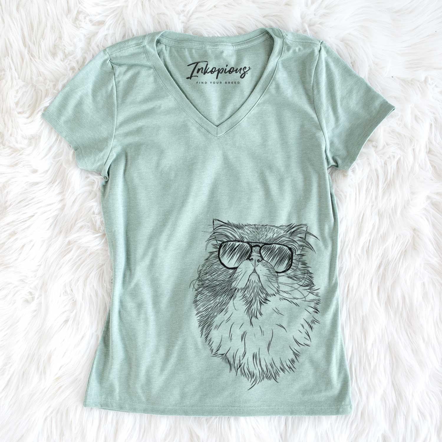 Aviator Tookie the Perisan Cat - Women's V-neck Shirt