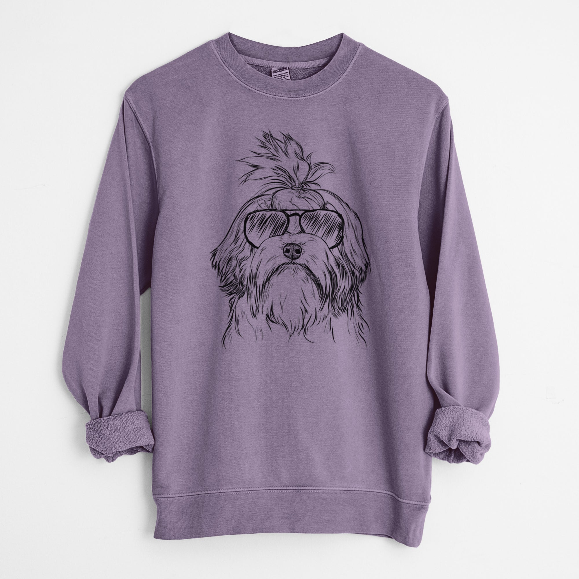 Aviator Tootsie the Lowchen - Unisex Pigment Dyed Crew Sweatshirt