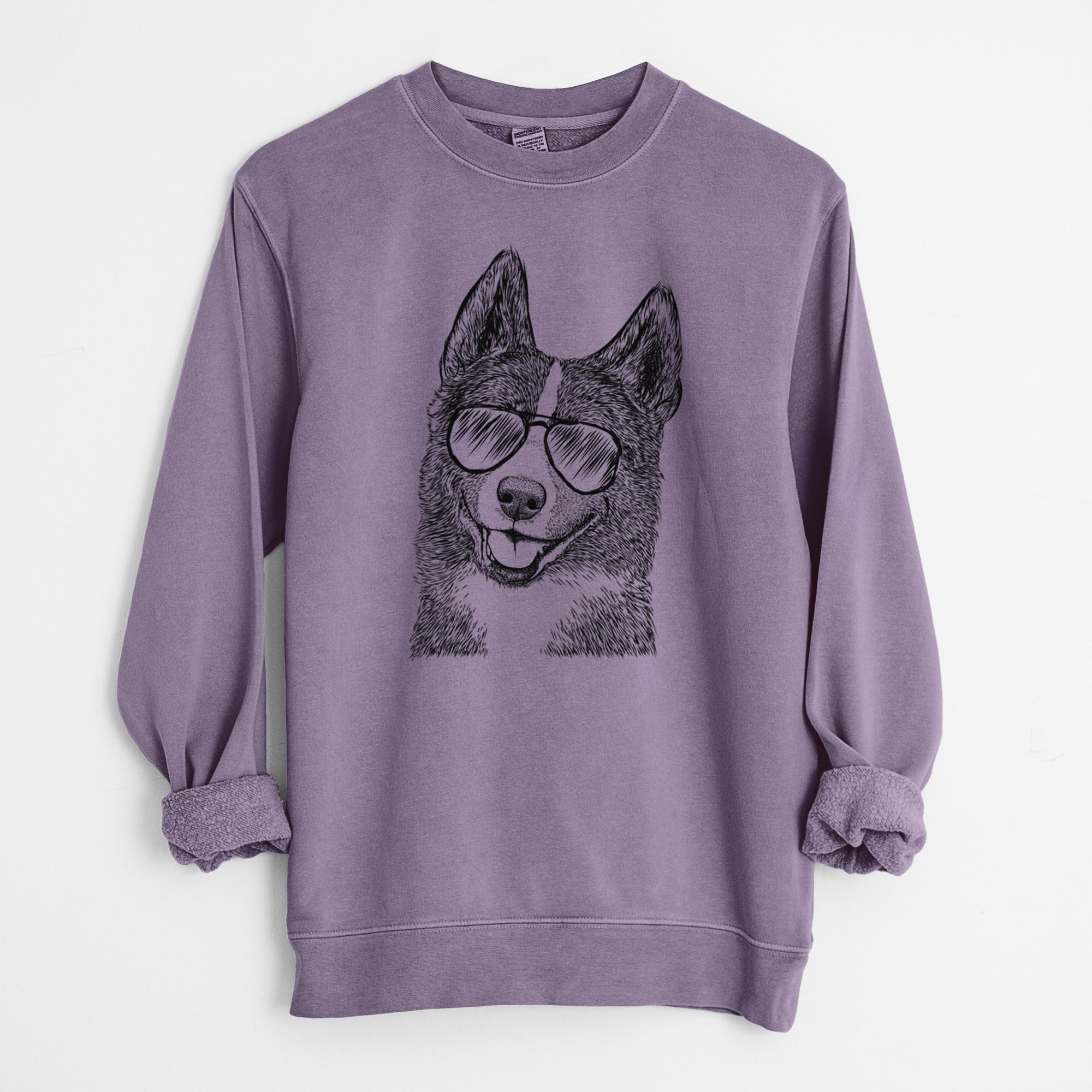 Aviator Tosca the Karelian Bear Dog - Unisex Pigment Dyed Crew Sweatshirt