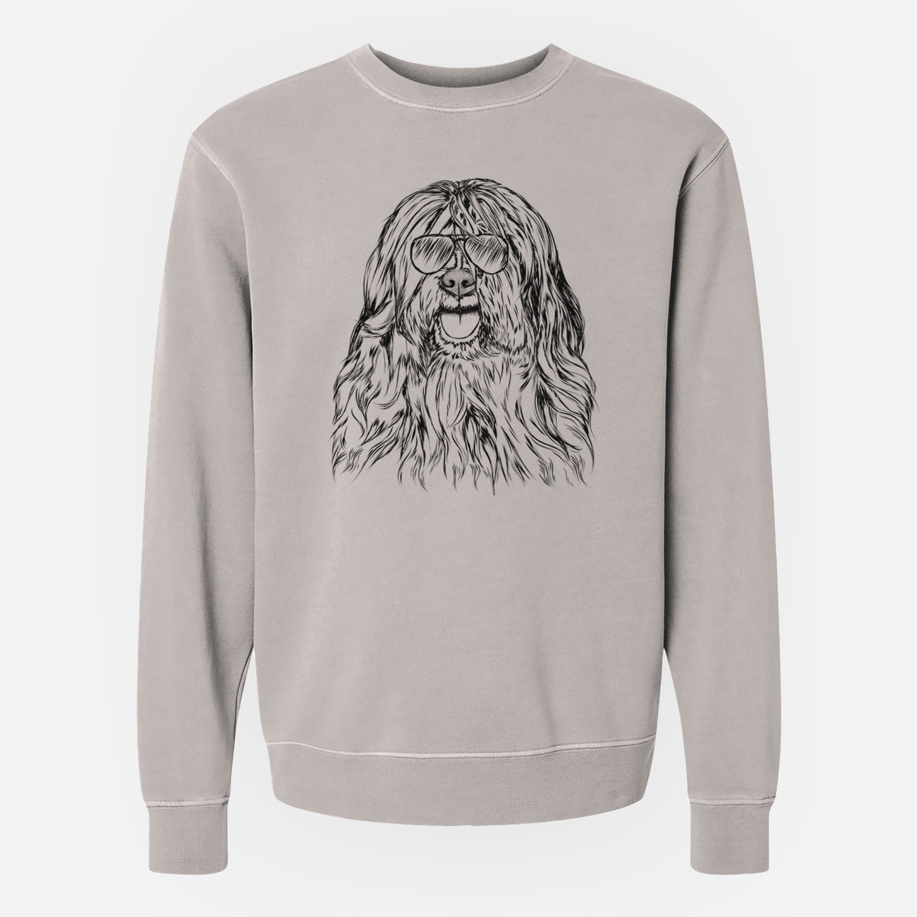 Aviator Trinket the Tibetan Terrier - Unisex Pigment Dyed Crew Sweatshirt