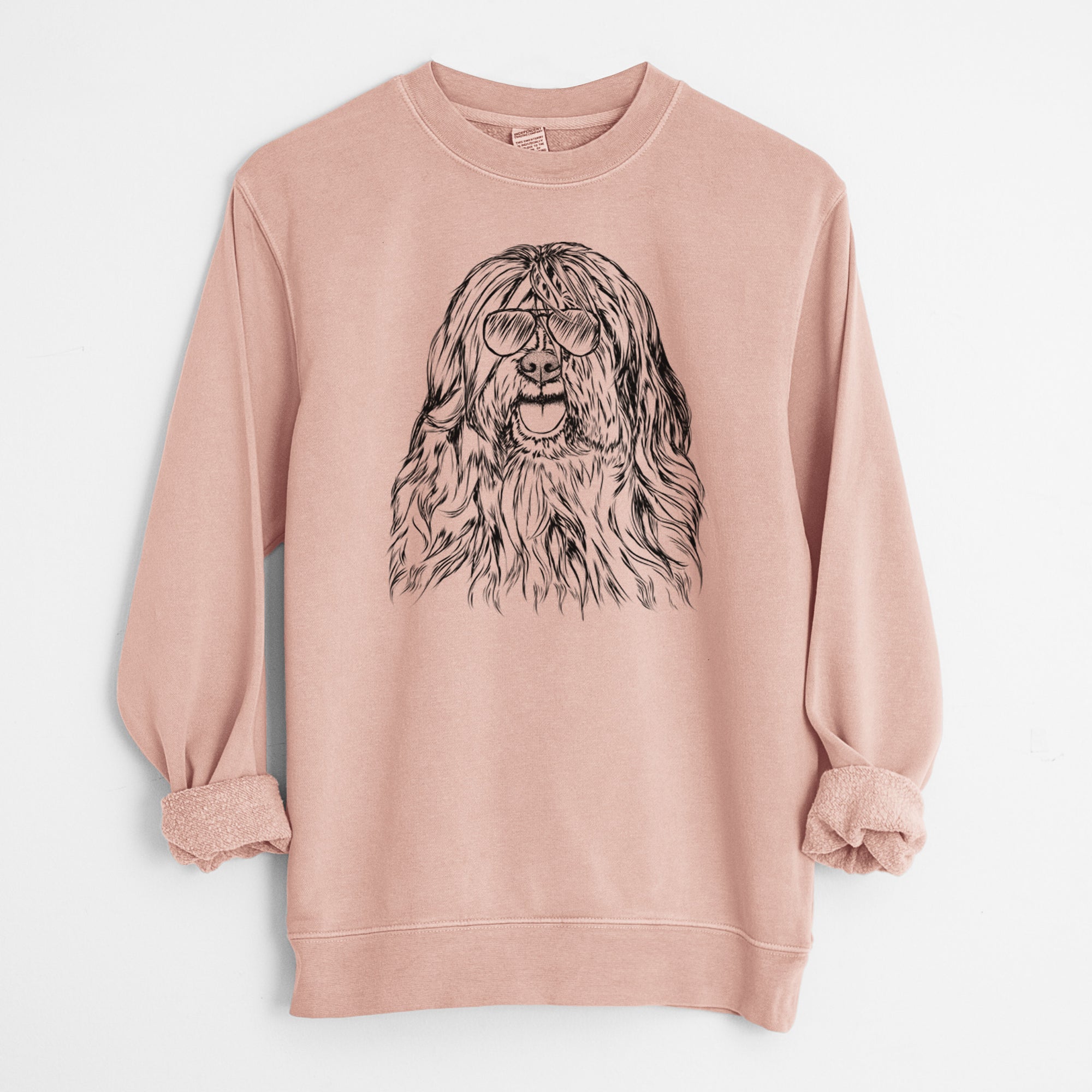 Aviator Trinket the Tibetan Terrier - Unisex Pigment Dyed Crew Sweatshirt