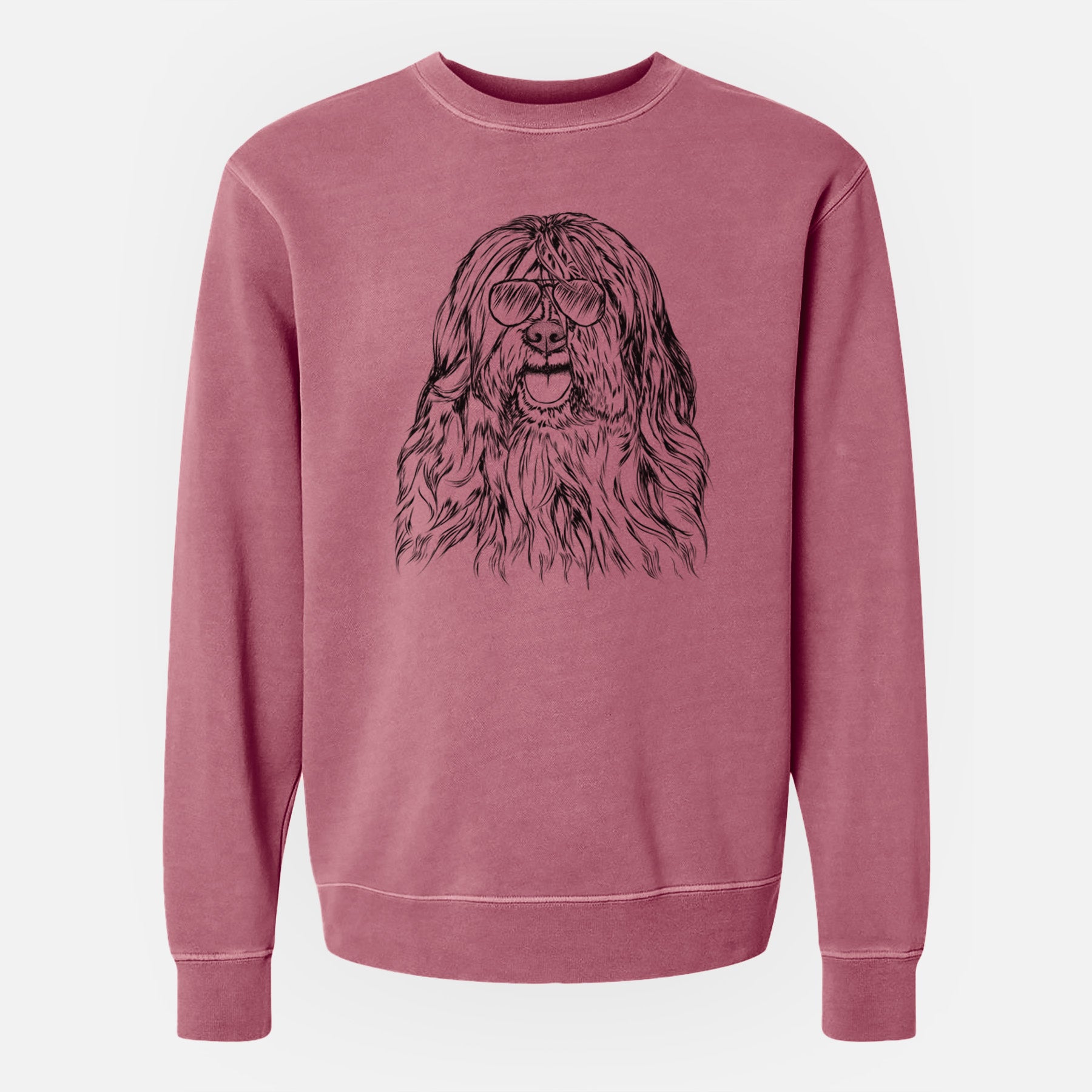 Aviator Trinket the Tibetan Terrier - Unisex Pigment Dyed Crew Sweatshirt