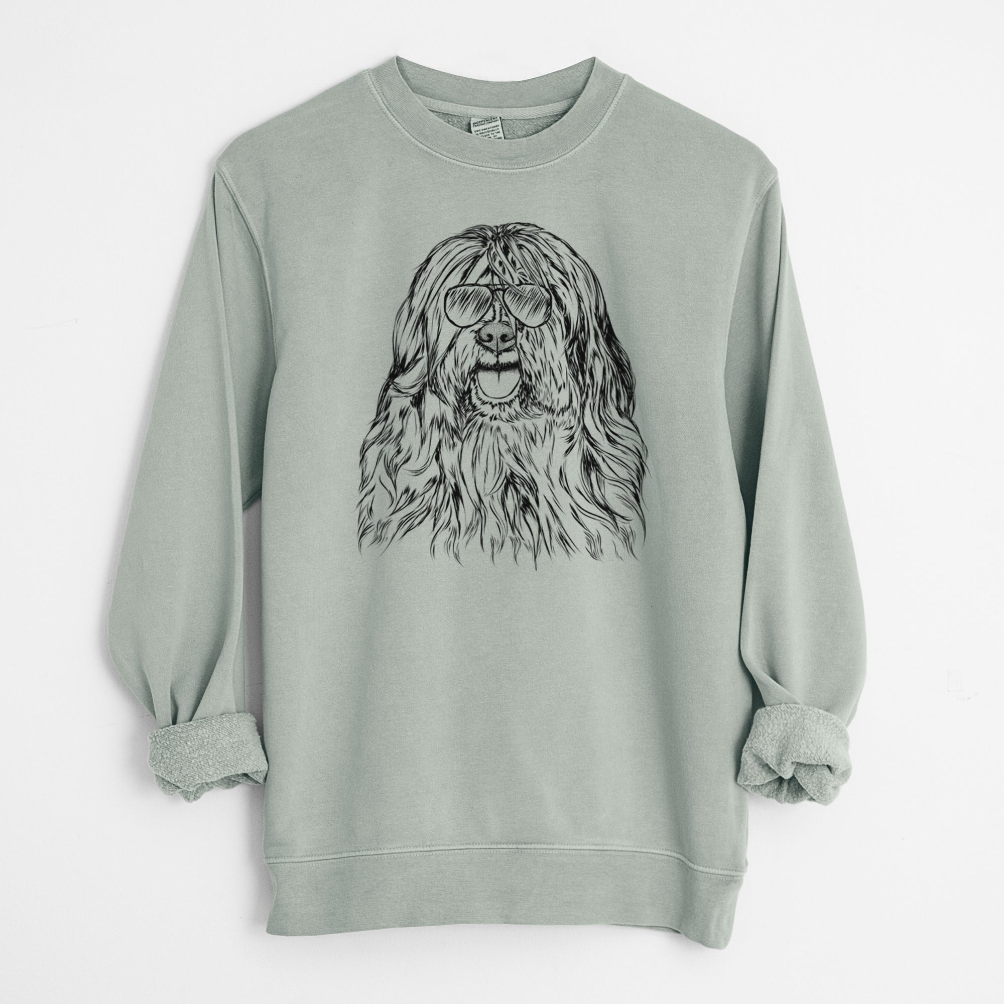 Aviator Trinket the Tibetan Terrier - Unisex Pigment Dyed Crew Sweatshirt