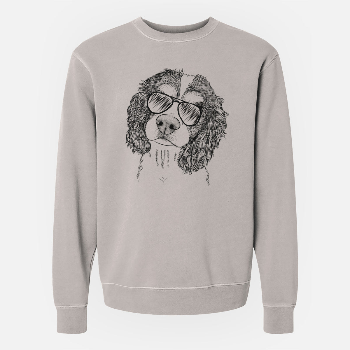 Aviator Truman the Cavalier King Charles Spaniel - Unisex Pigment Dyed Crew Sweatshirt