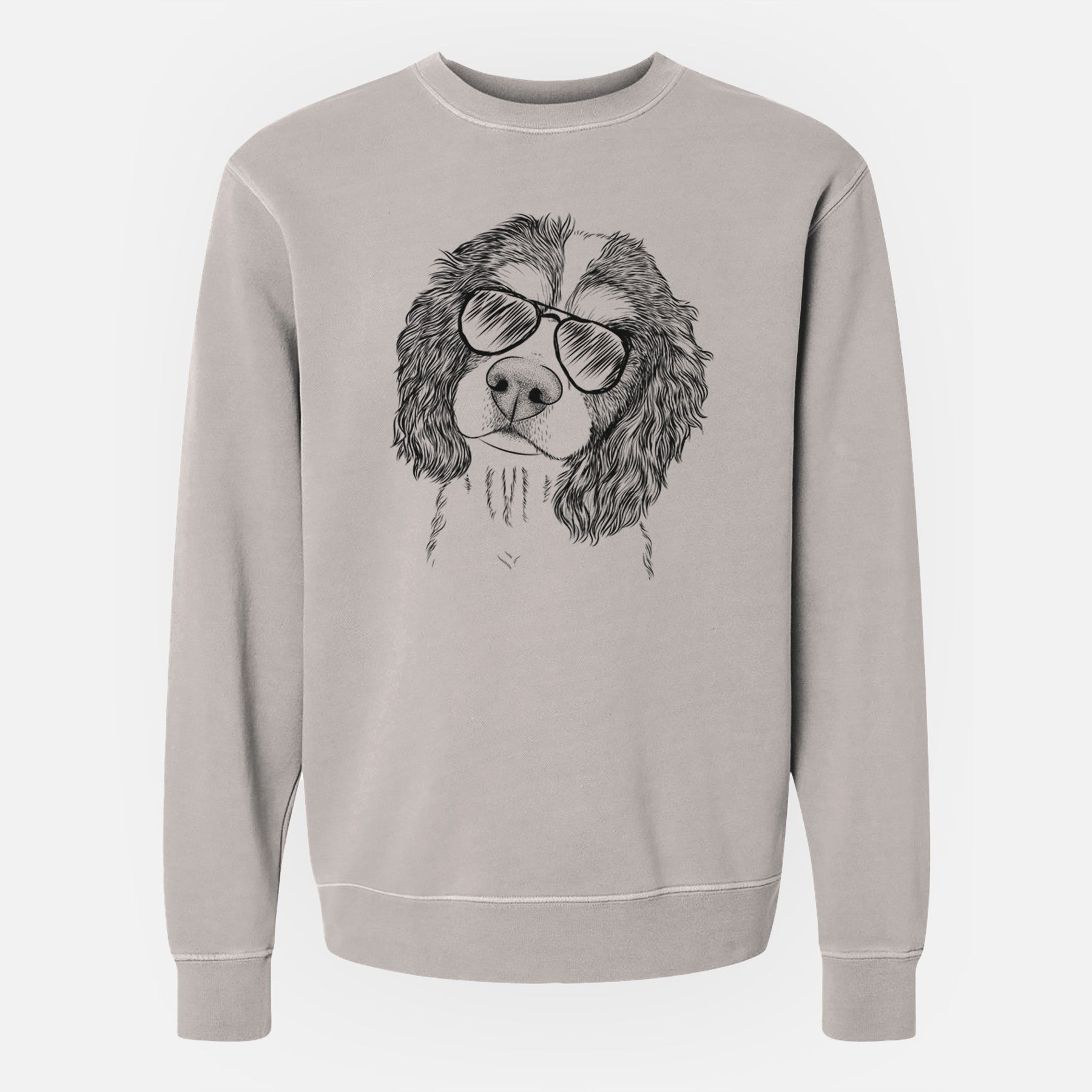 Aviator Truman the Cavalier King Charles Spaniel - Unisex Pigment Dyed Crew Sweatshirt