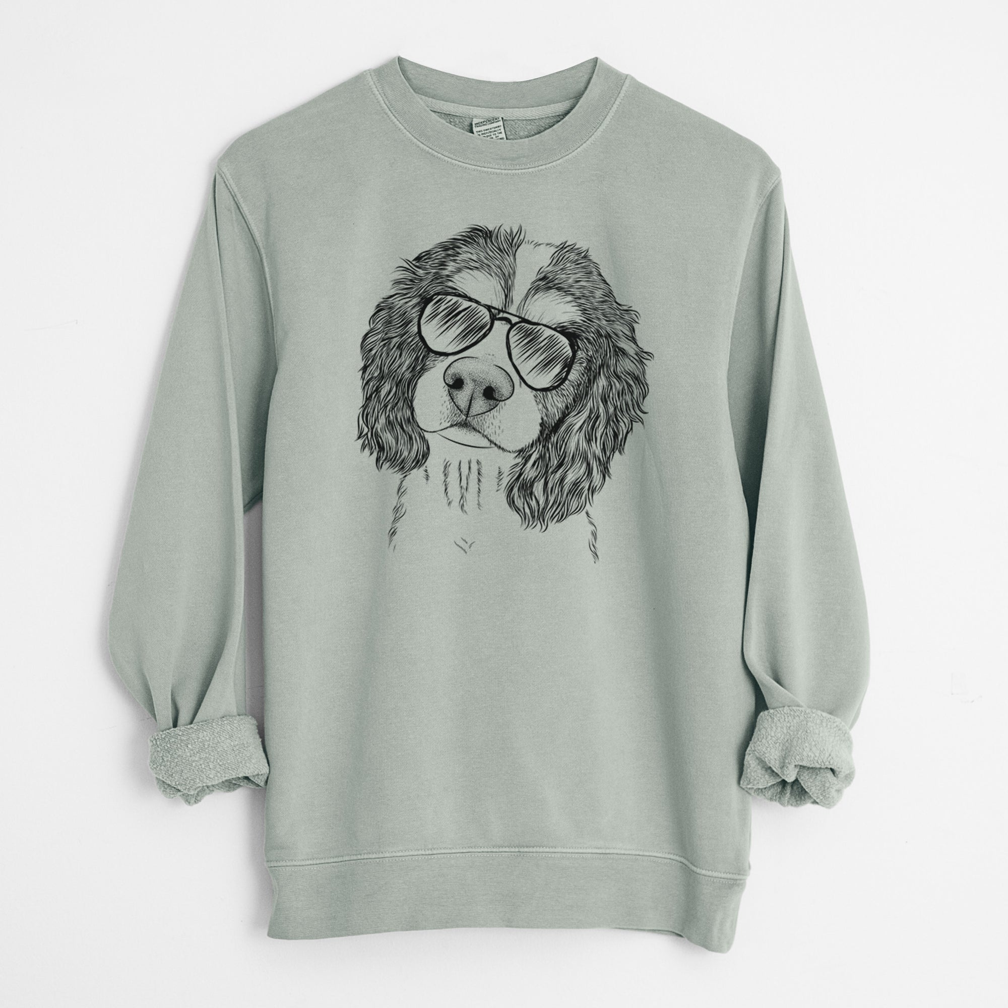 Aviator Truman the Cavalier King Charles Spaniel - Unisex Pigment Dyed Crew Sweatshirt