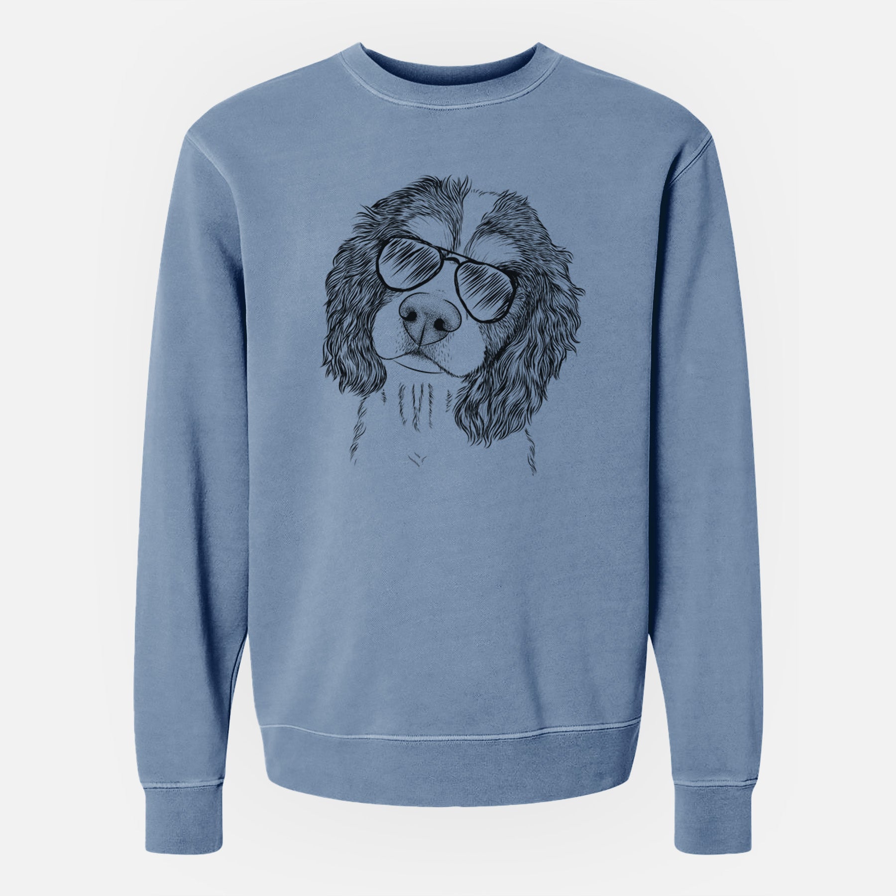 Aviator Truman the Cavalier King Charles Spaniel - Unisex Pigment Dyed Crew Sweatshirt