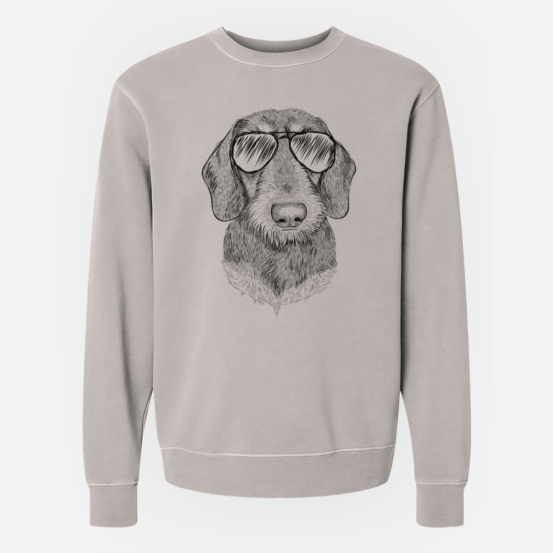 Aviator Truman the Wirehaired Dachshund - Unisex Pigment Dyed Crew Sweatshirt