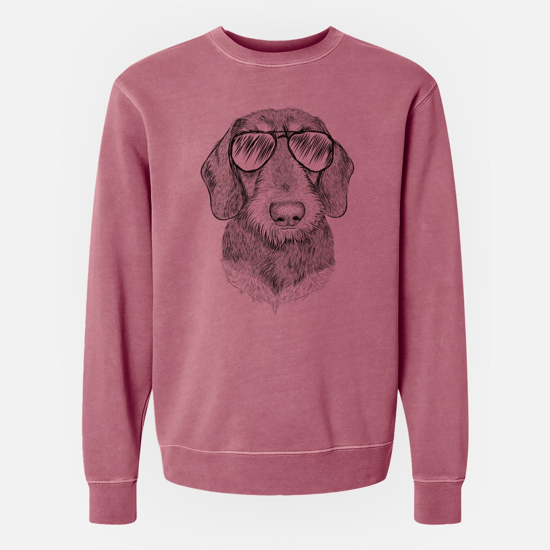 Aviator Truman the Wirehaired Dachshund - Unisex Pigment Dyed Crew Sweatshirt