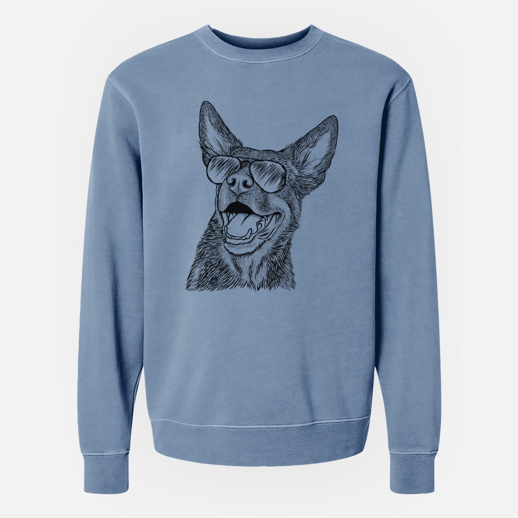 Aviator Tucker the Australian Kelpie - Unisex Pigment Dyed Crew Sweatshirt