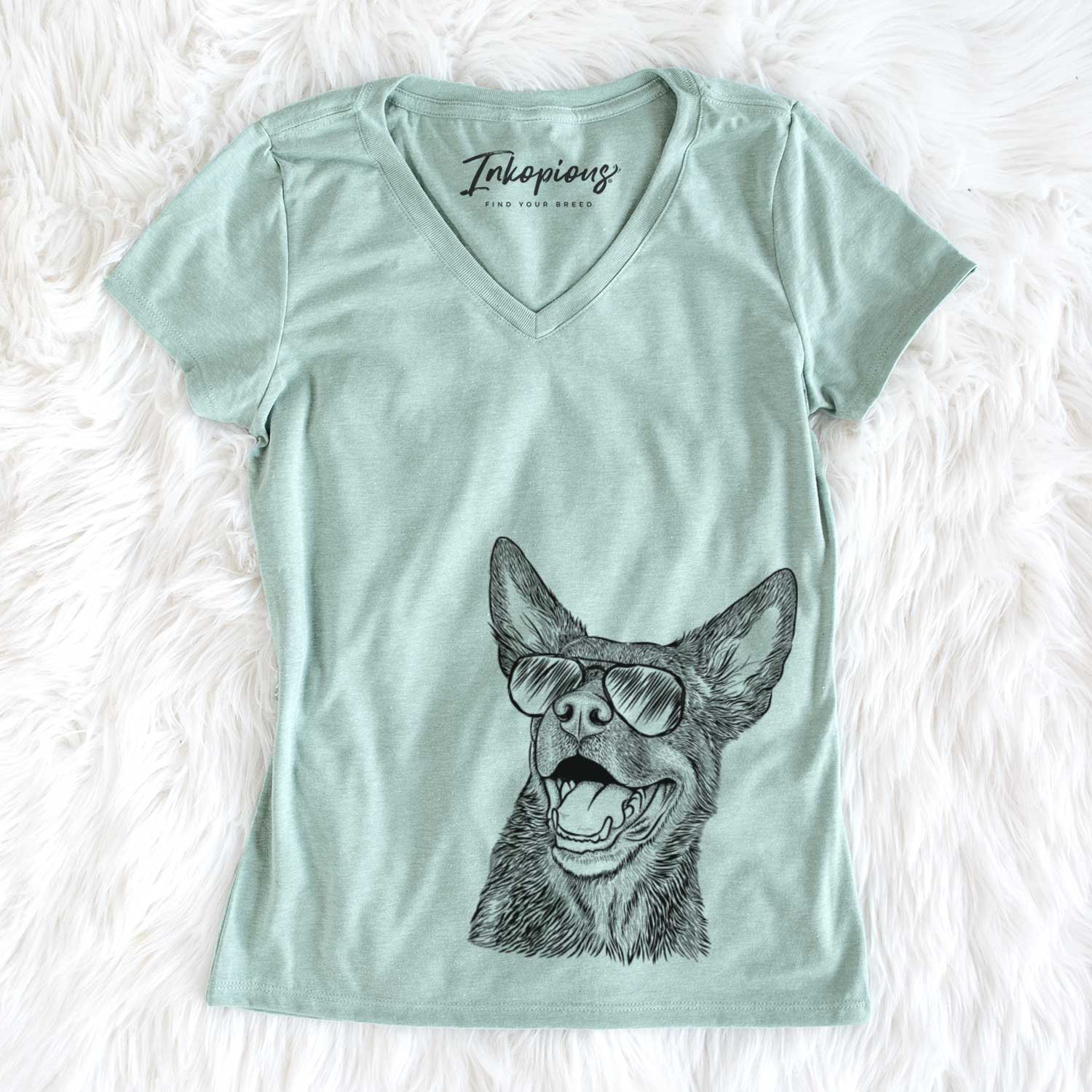 Aviator Tucker the Australian Kelpie - Women's V-neck Shirt