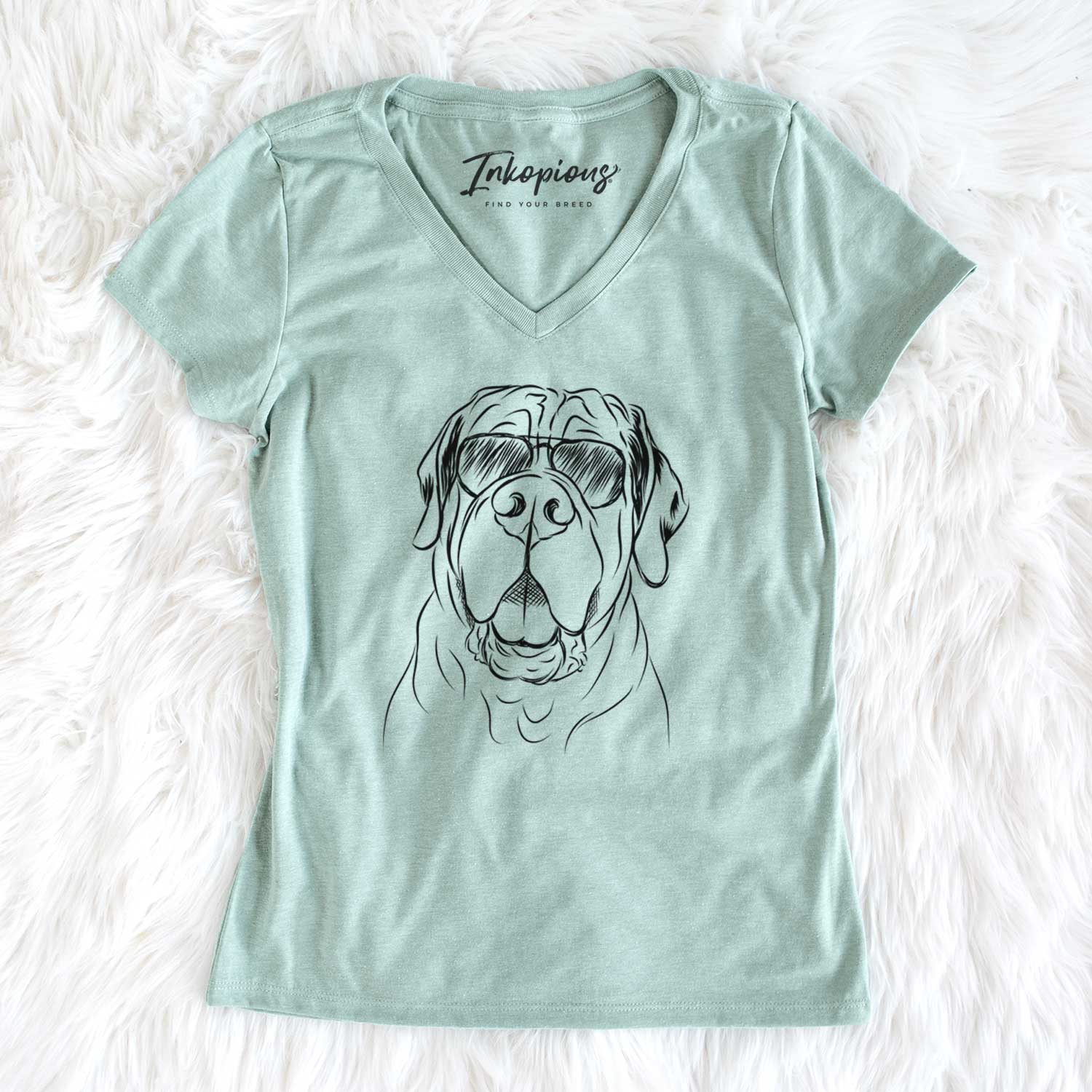 Aviator Tufton the English Mastiff - Women's V-neck Shirt