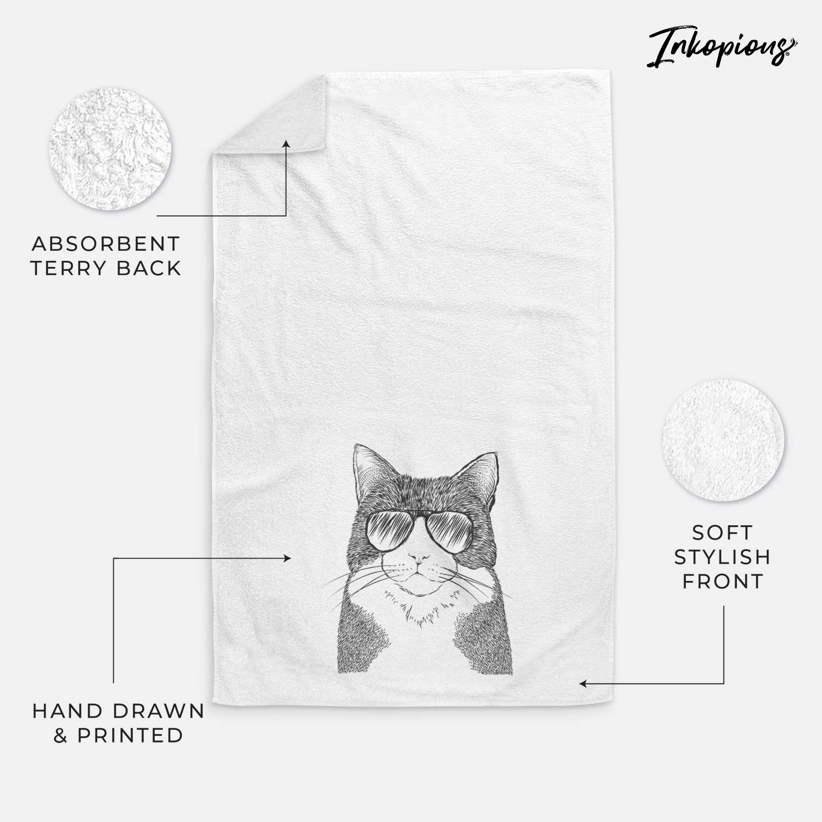 Tux the Tuxedo Cat Decorative Hand Towel